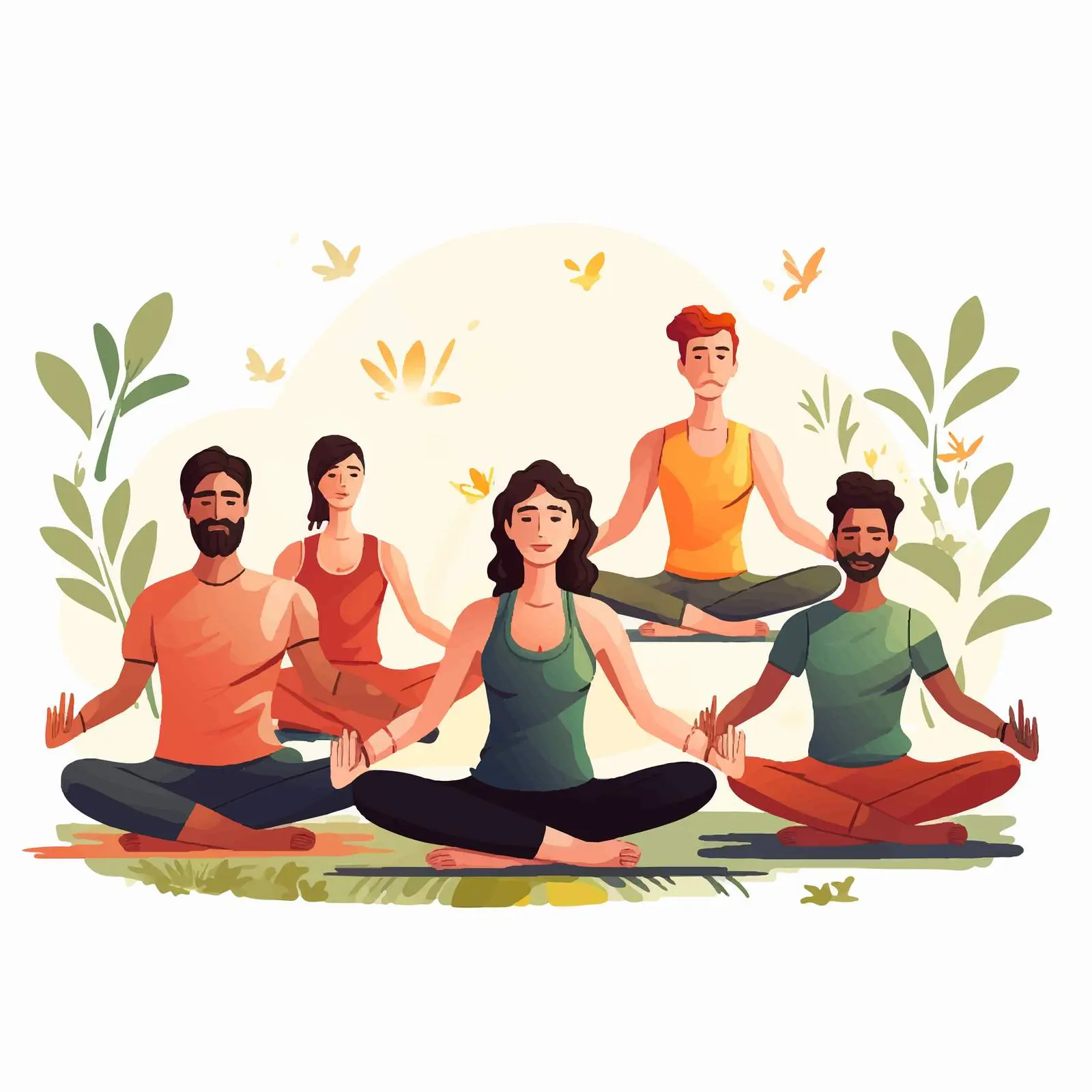People Practicing Yoga Illustration Vector Graphic — free download from Dotvec