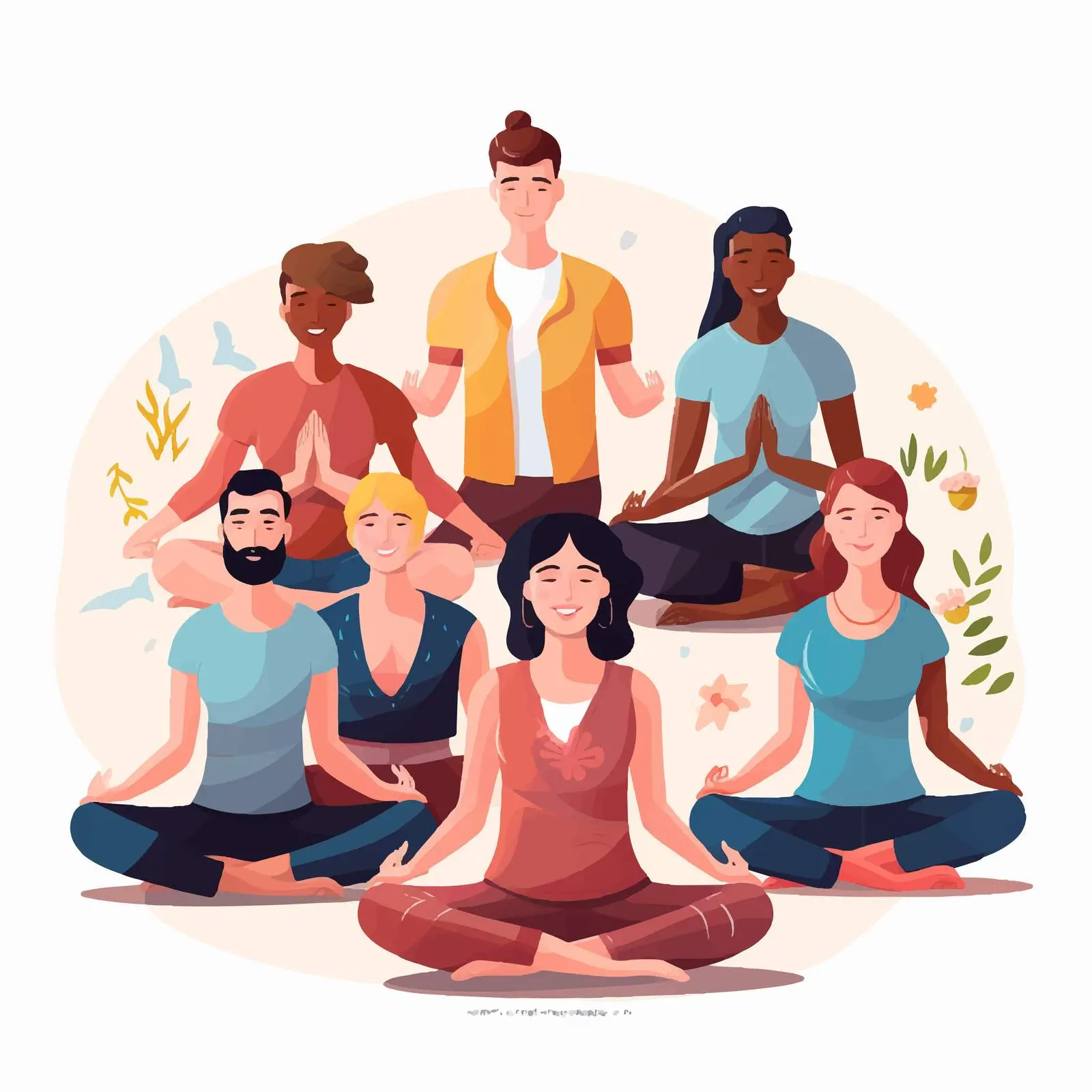 People Practicing Yoga in Vector Illustration — free download from Dotvec