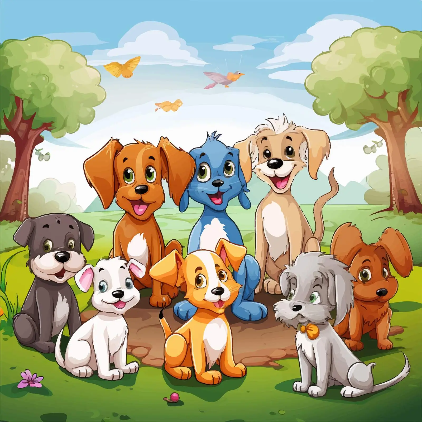 Playground Scene with Pets Illustration — free download from Dotvec
