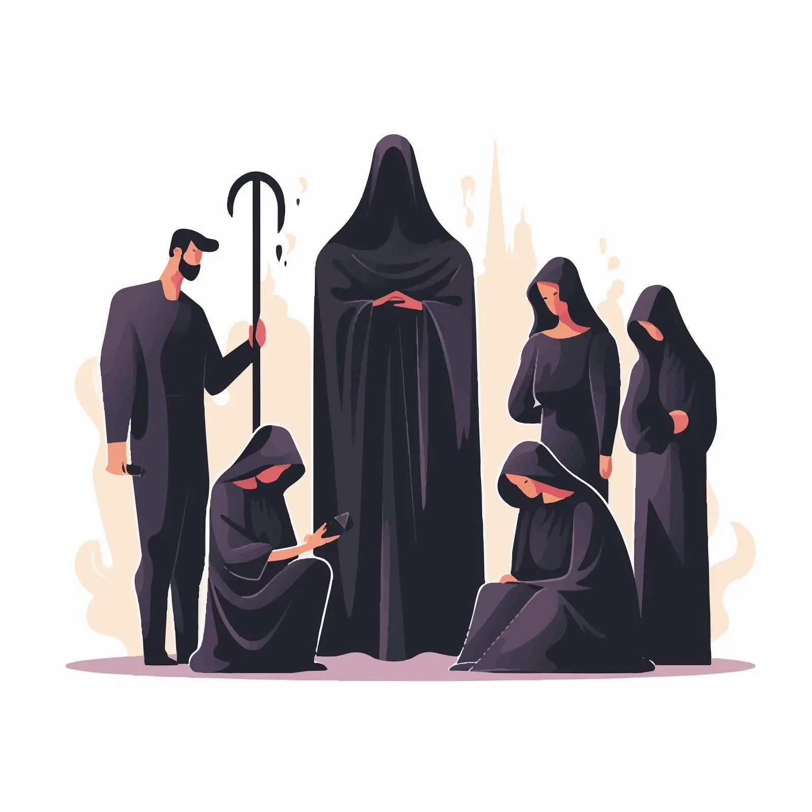 Mourning Figures with Grim Reaper Imagery — free download from Dotvec