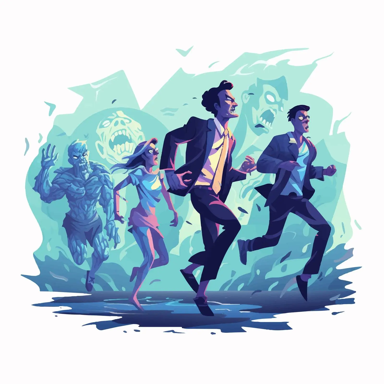 Scary Zombies Walking at Night — free download from Dotvec