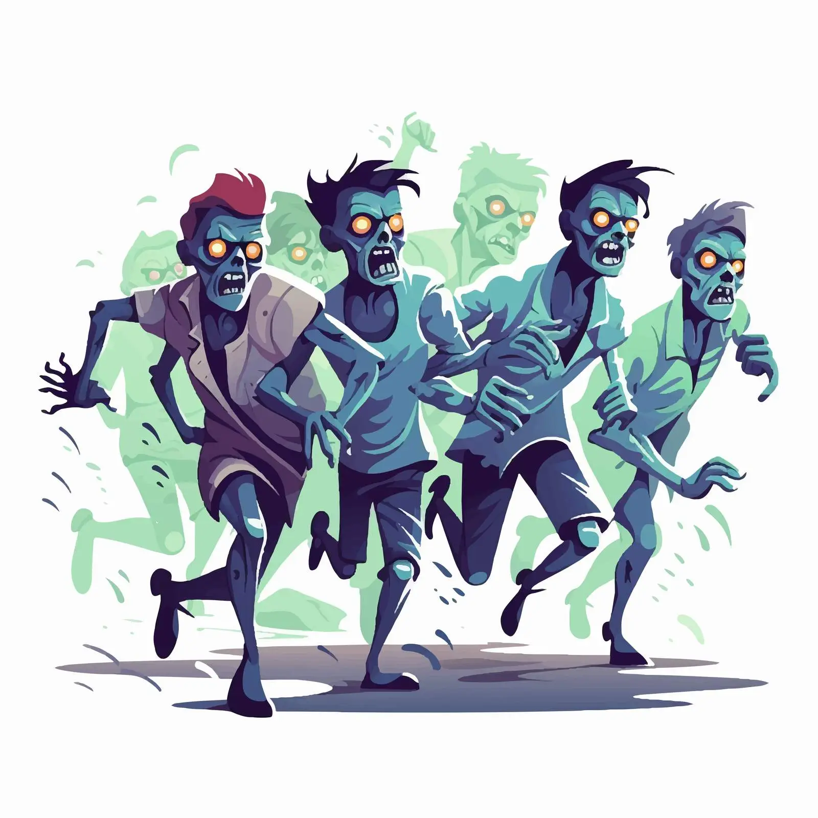 Group of Scary Zombies Walking at Night — free download from Dotvec