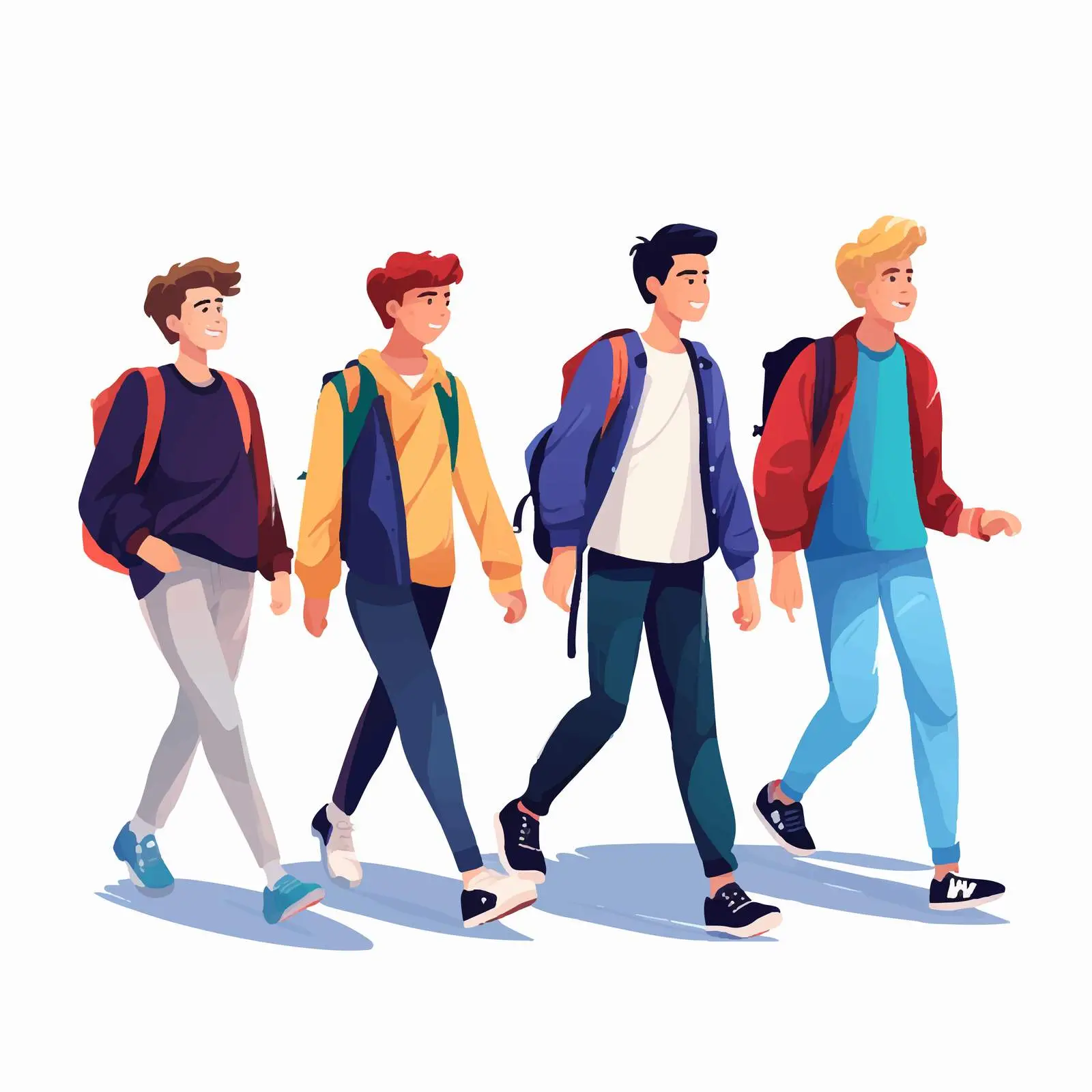 Group of Teenage Boys Isolated on White Background – free happy teenagers image from Dotvec