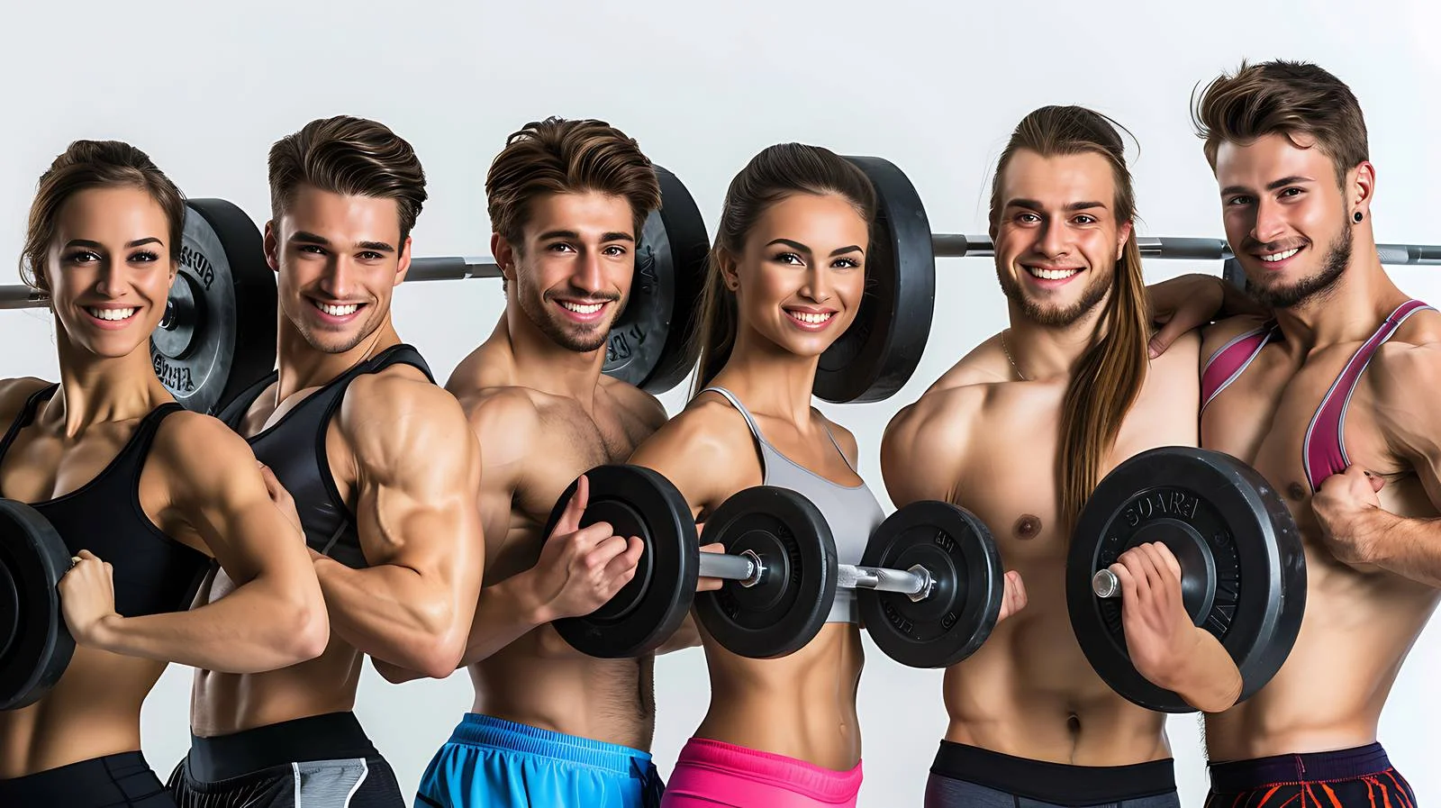 Dynamic Fitness Enthusiasts Weightlifting in Gym — free download from Dotvec