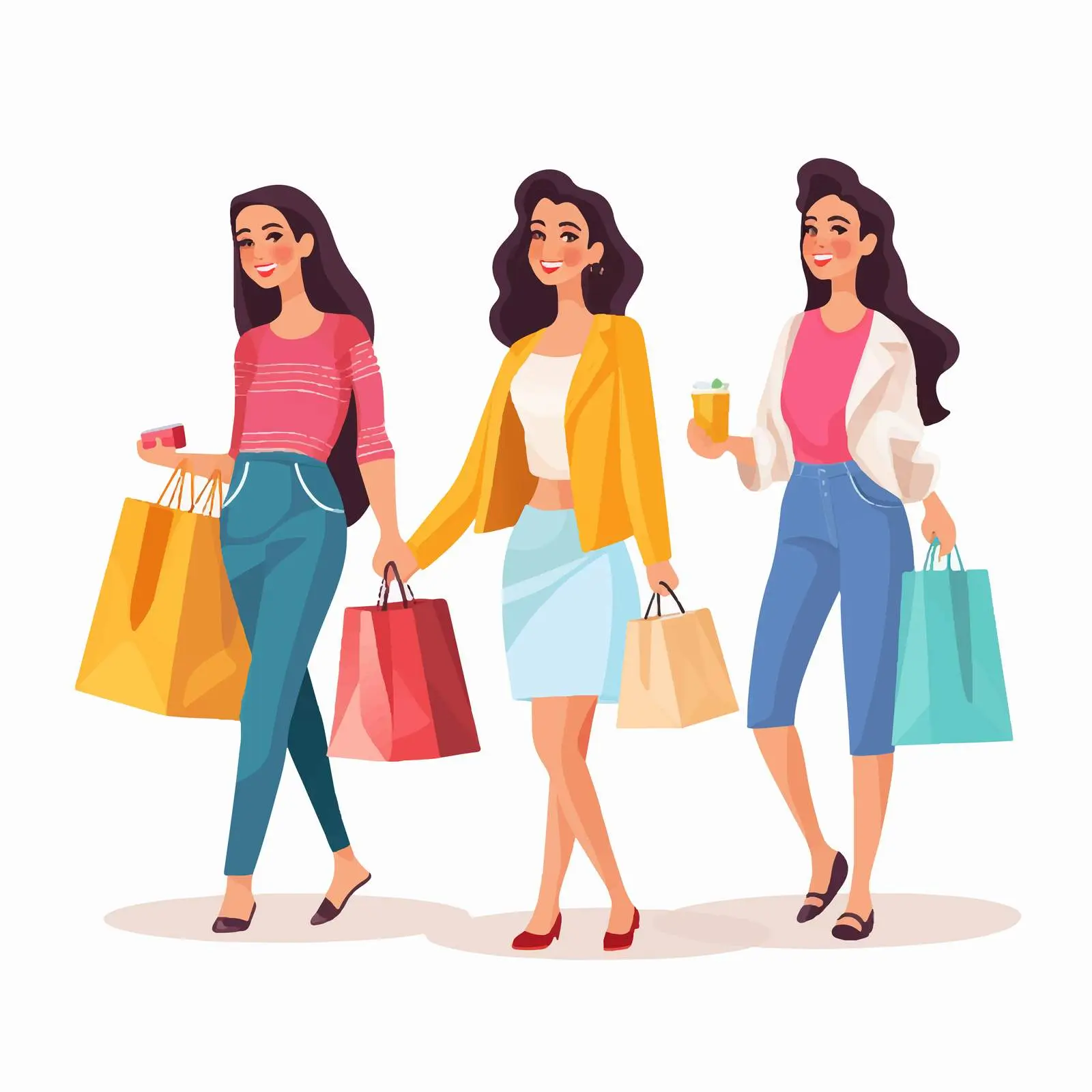 Happy Young Women with Shopping Bags — free download from Dotvec