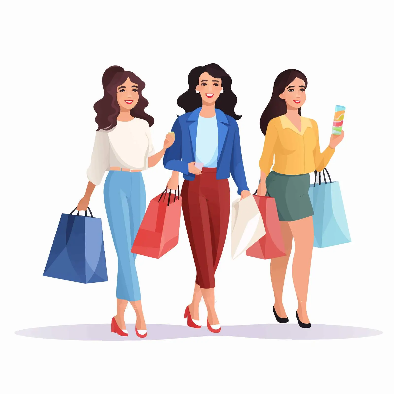Happy Young Women with Shopping Bags – free colorful bags image from Dotvec
