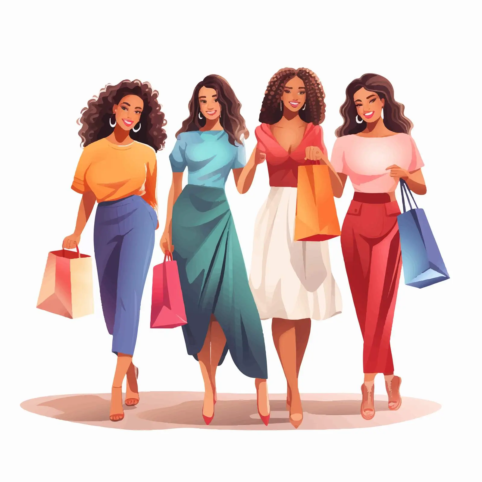 Young Women Shopping with Colorful Bags — free download from Dotvec