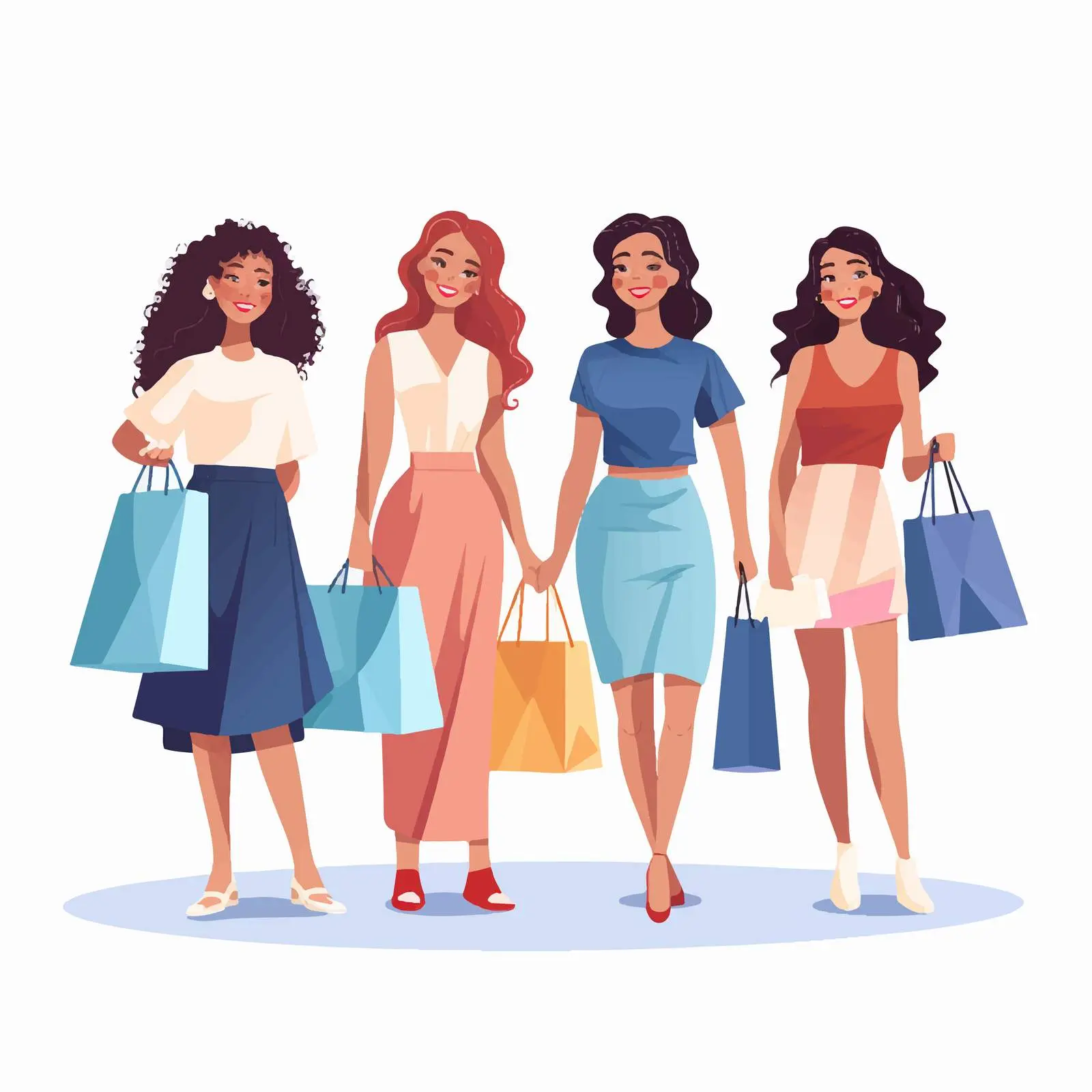 Young Women Shopping with Bags — free download from Dotvec