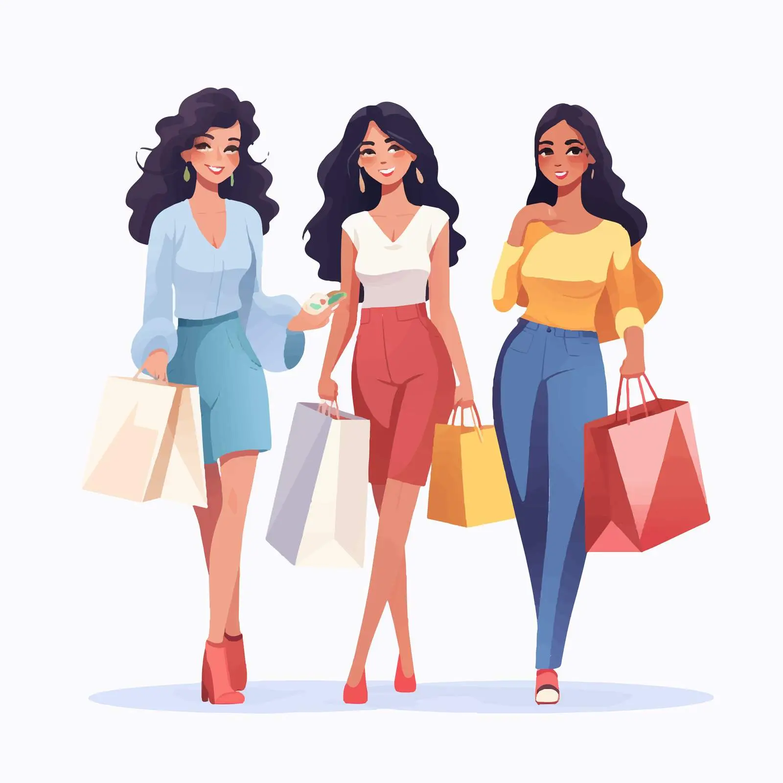 Happy Young Women Shopping Together – free friendship goals image from Dotvec