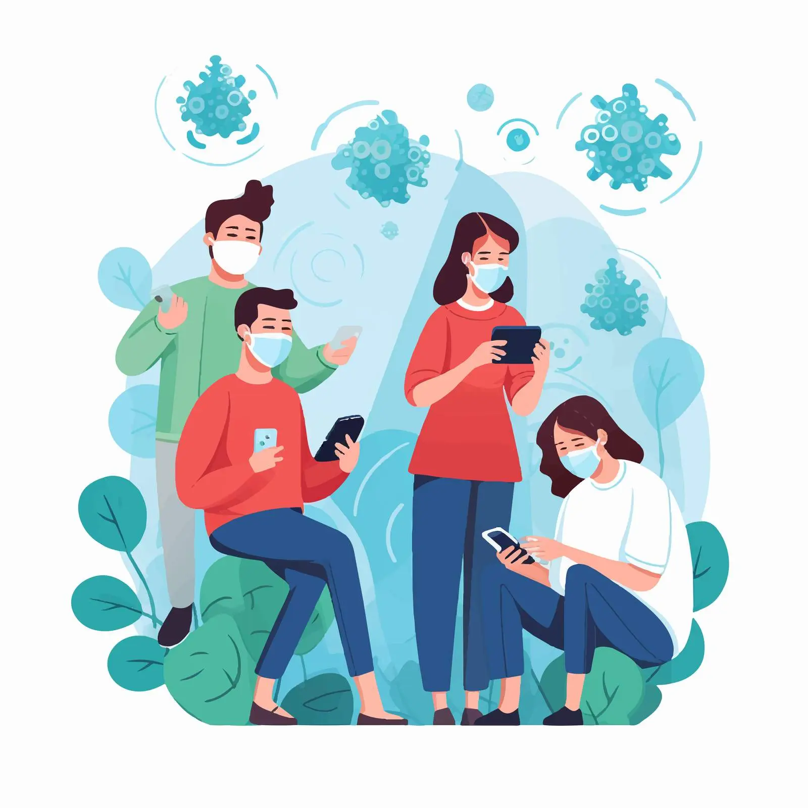 People in Medical Masks Against COVID-19 – free health campaign image from Dotvec