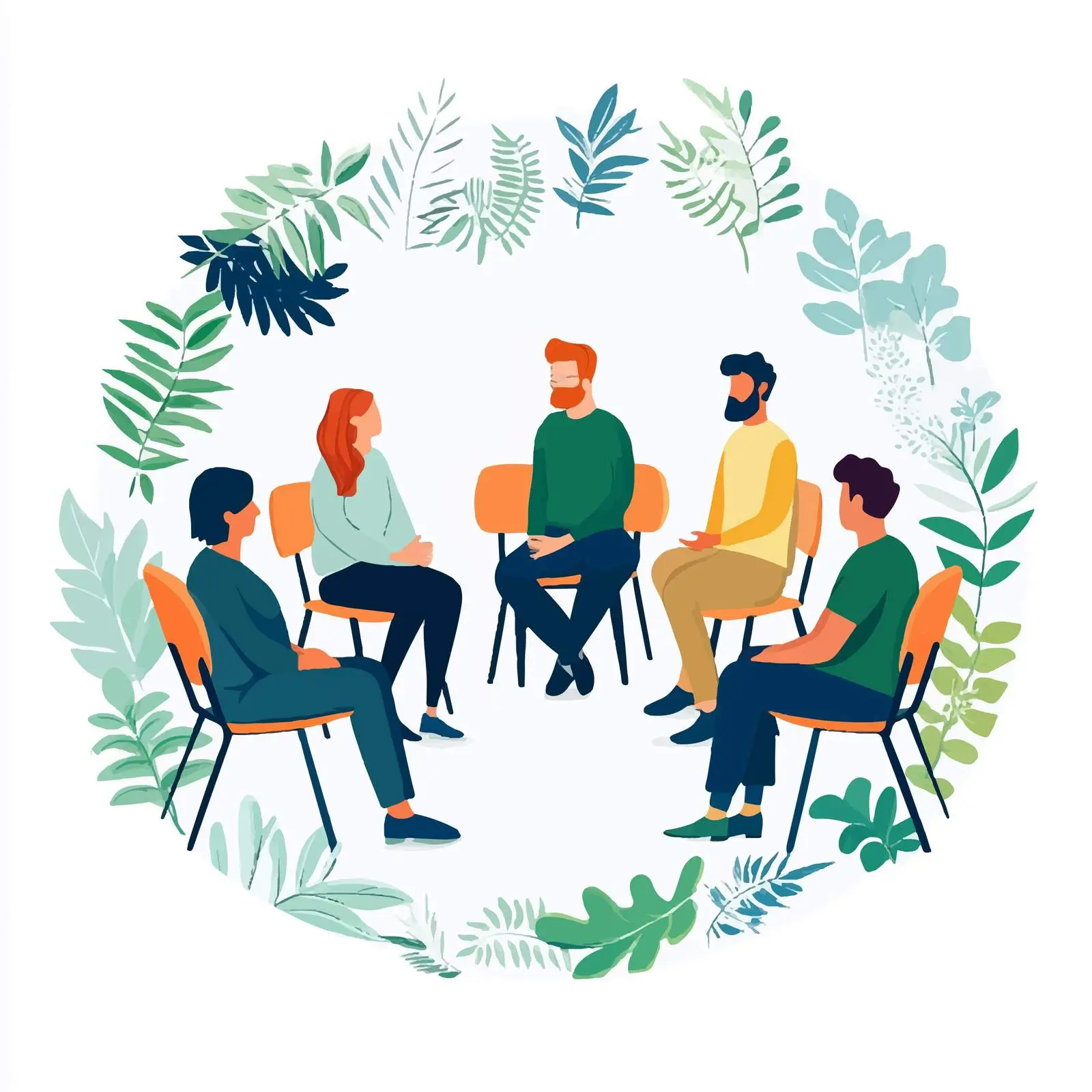Group Therapy Session with Diverse Participants – free collaborative learning image from Dotvec