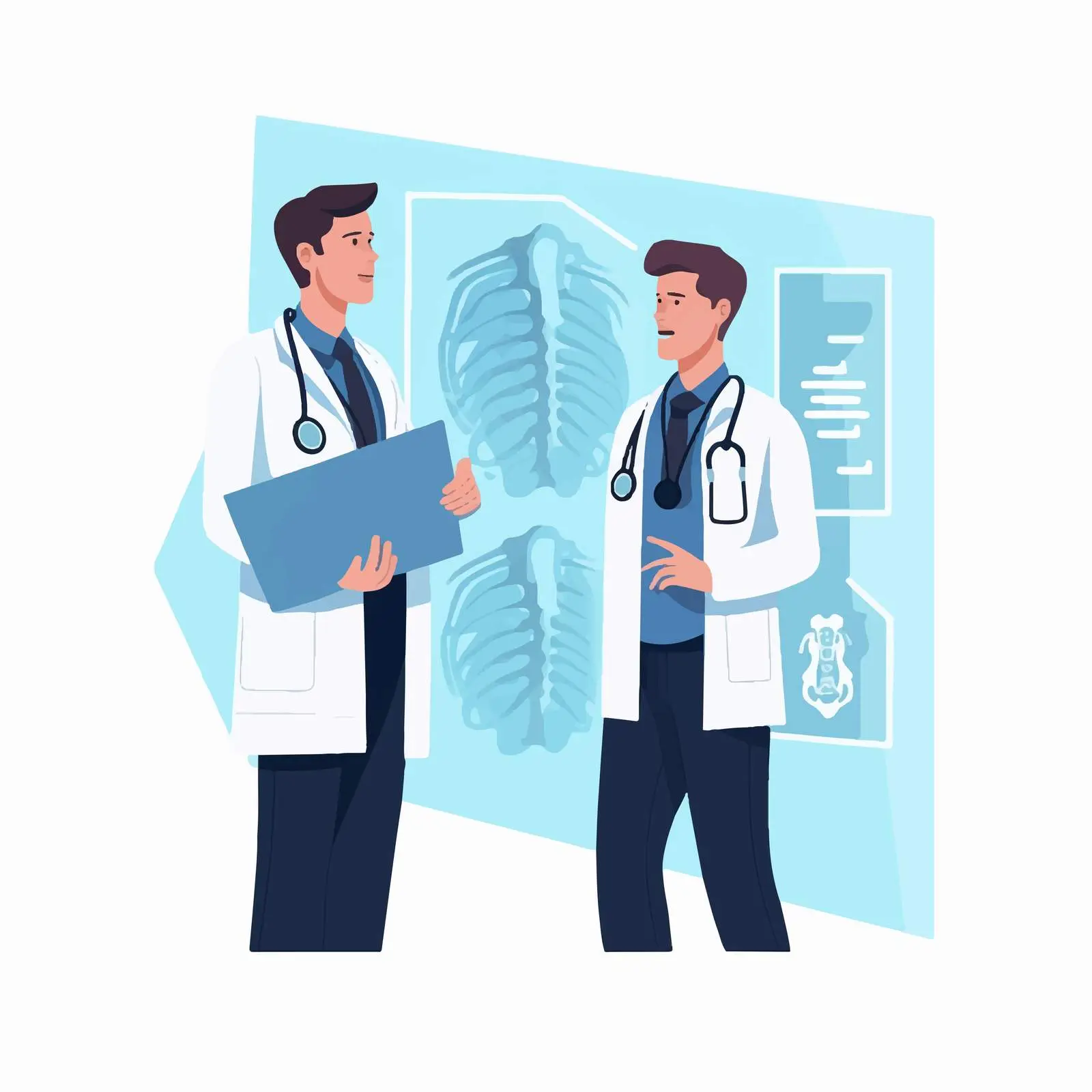 Grumpy Male Physician Demonstrating X-ray – free hospital setting image from Dotvec