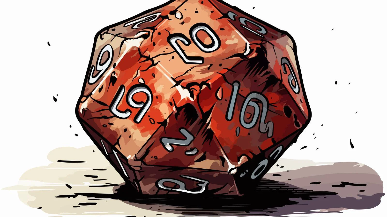 Grunge Natural Twenty D20 Dice Sticker — free download from Dotvec