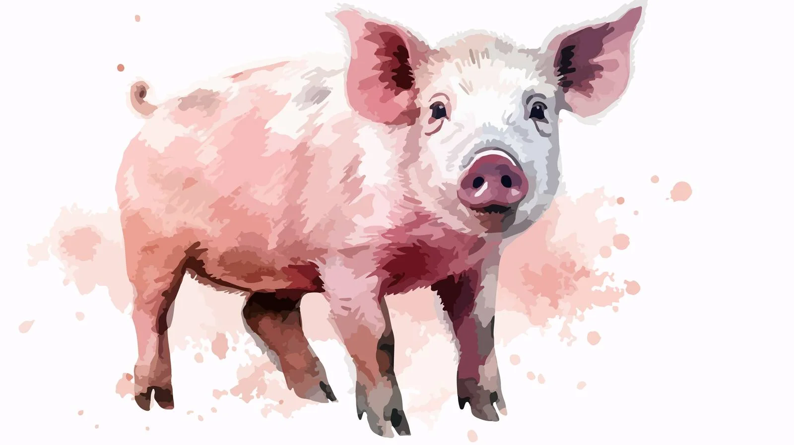 Grunge Cartoon Pig Illustration — free download from Dotvec