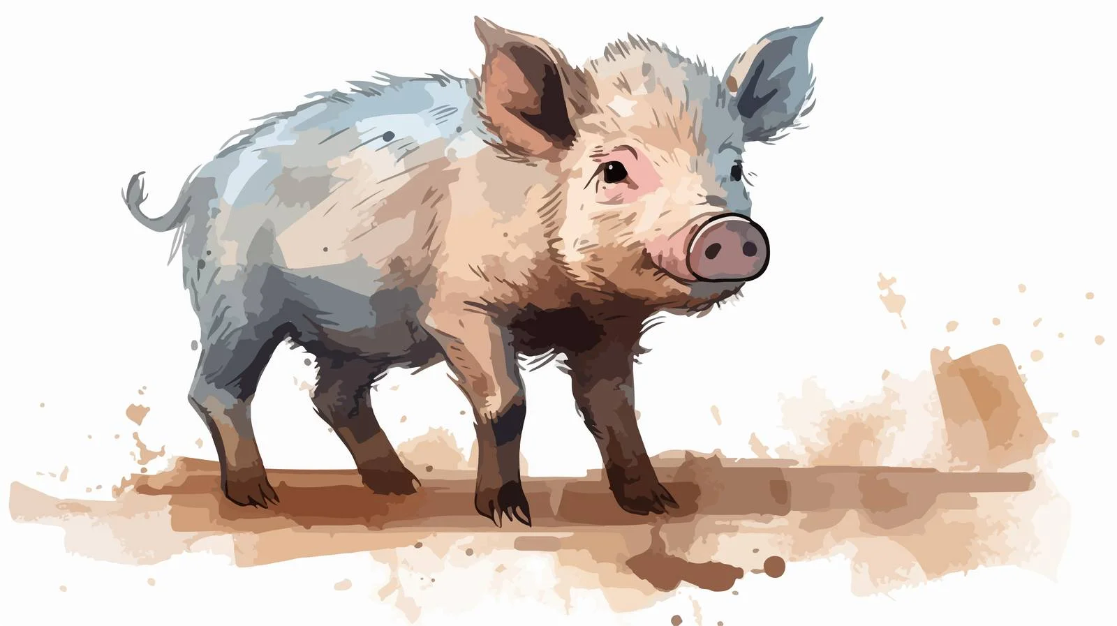 Grunge Cartoon Pig Illustration — free download from Dotvec