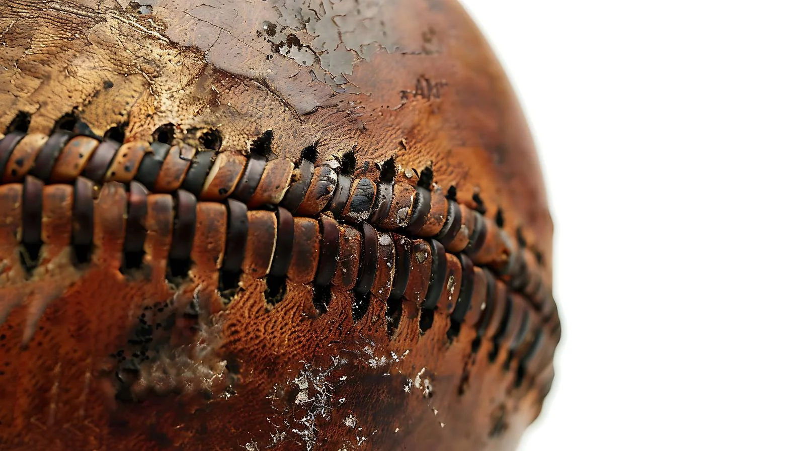 Aged baseball leather texture close-up – free worn image from Dotvec