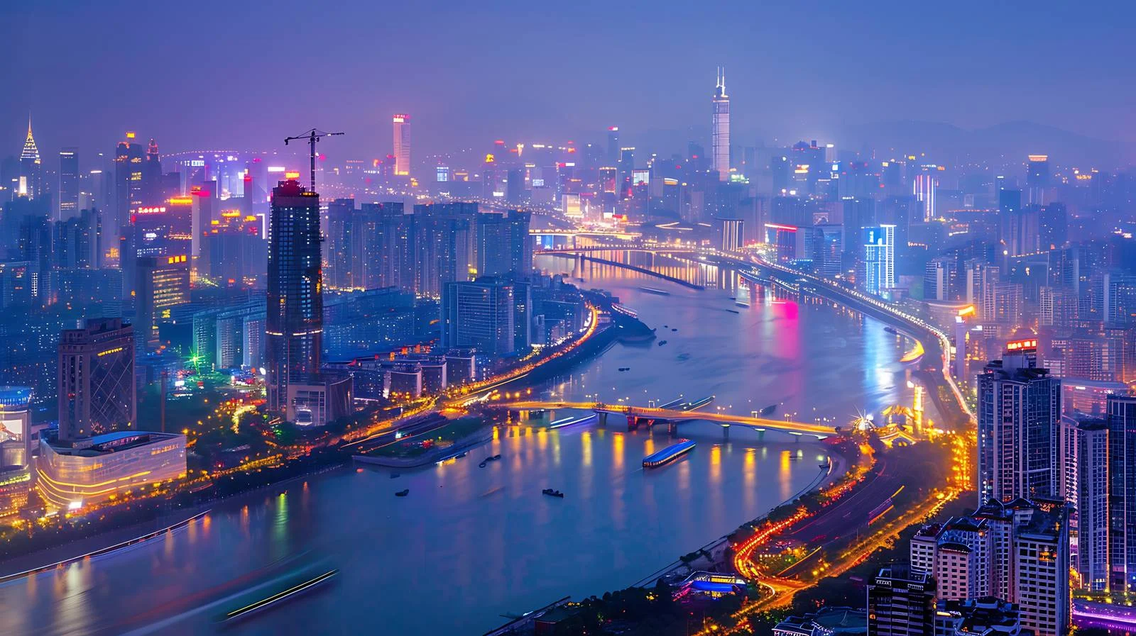 Nighttime Skyline of Guangzhou City in Guangdong — free download from Dotvec