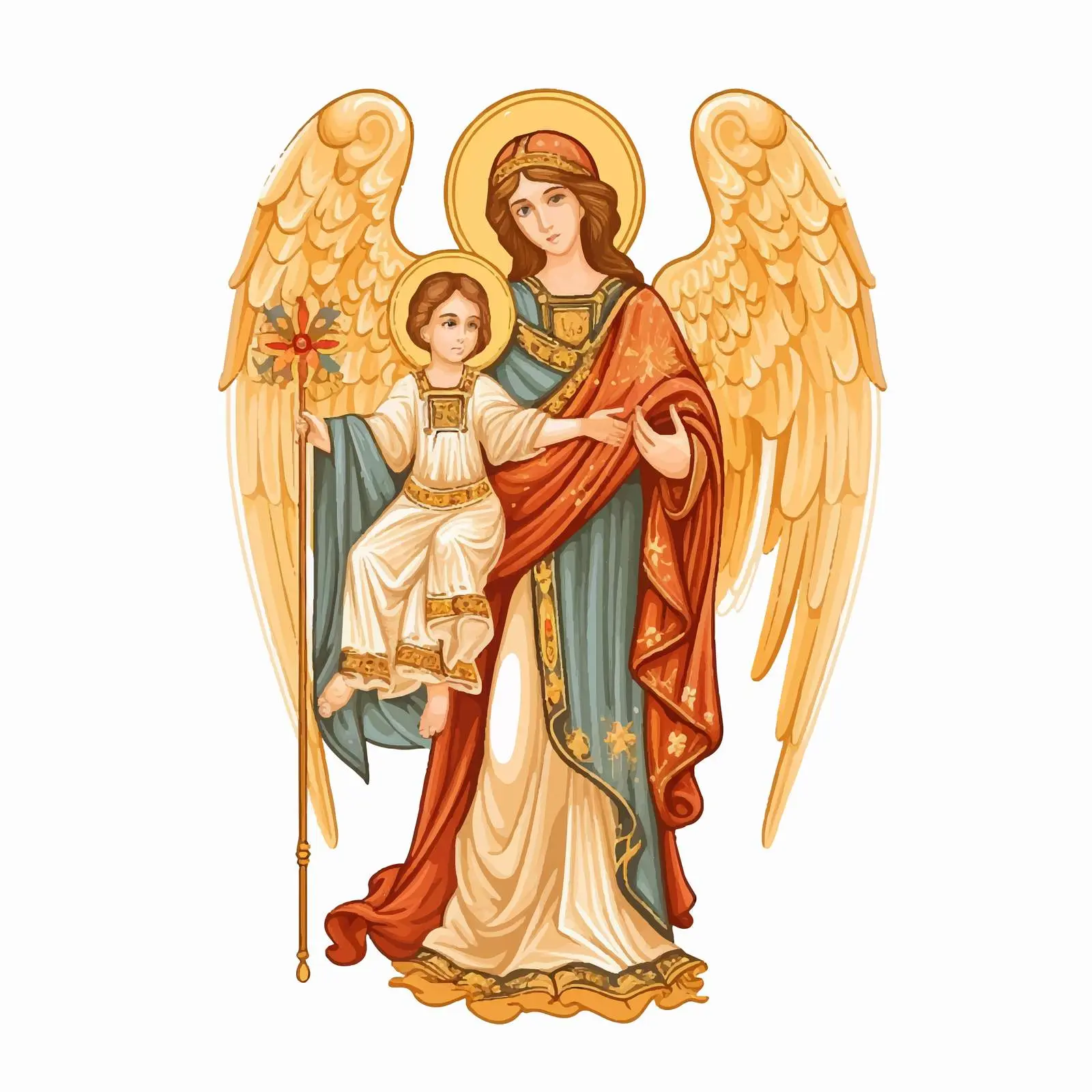 Byzantine Guardian Angel with Child Illustration — free download from Dotvec
