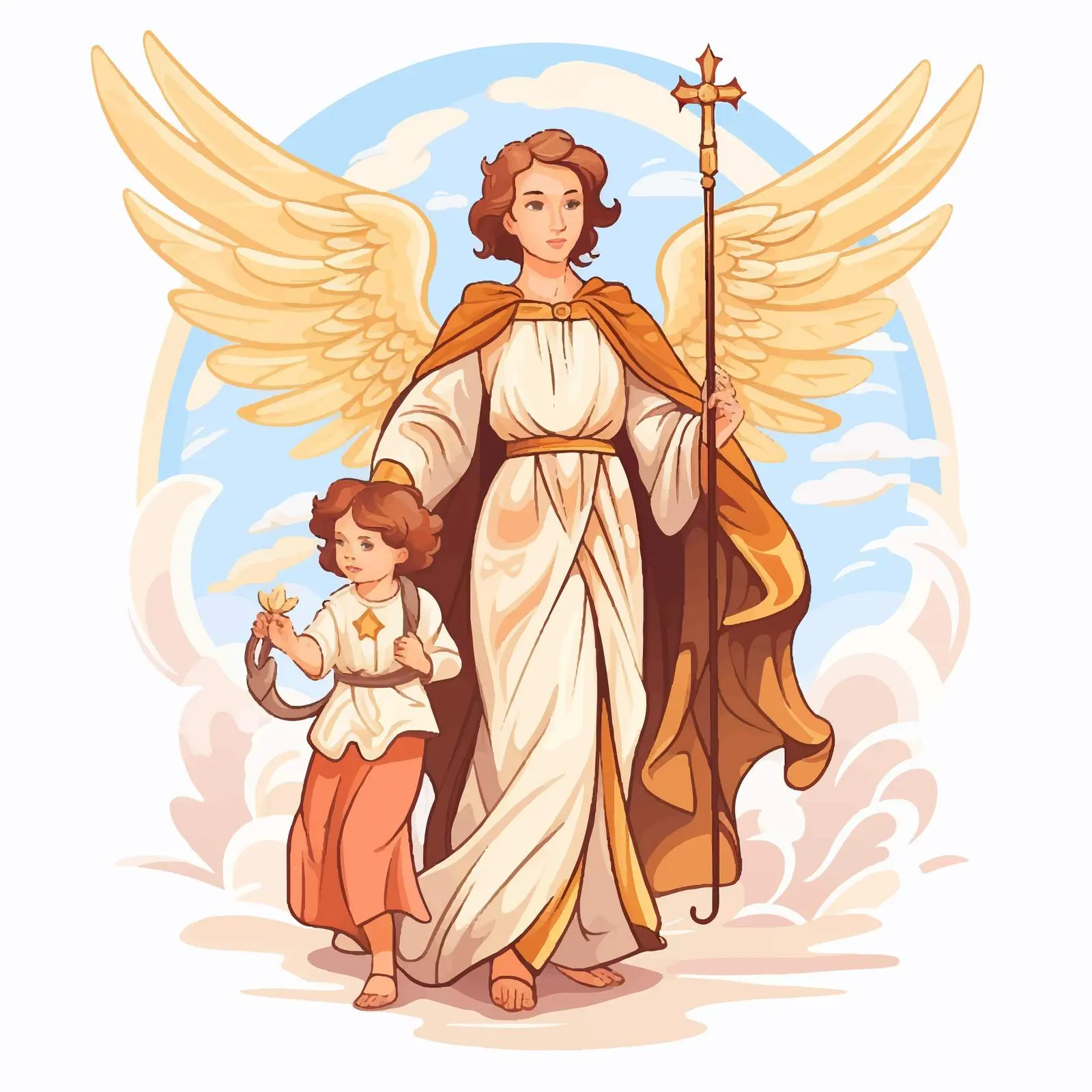 Byzantine Style Guardian Angel Illustration — free download from Dotvec