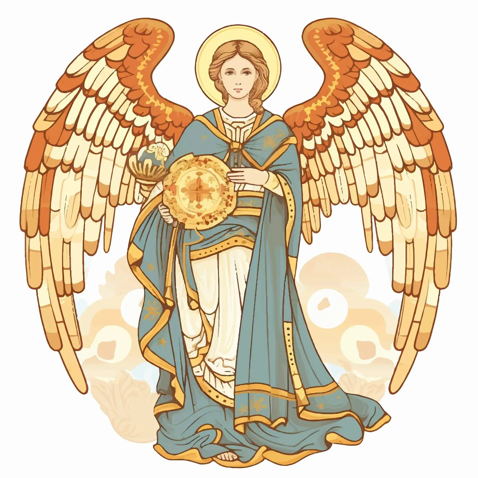 Byzantine Fresco of Kind Guardian Angel – free symbolism in art image from Dotvec