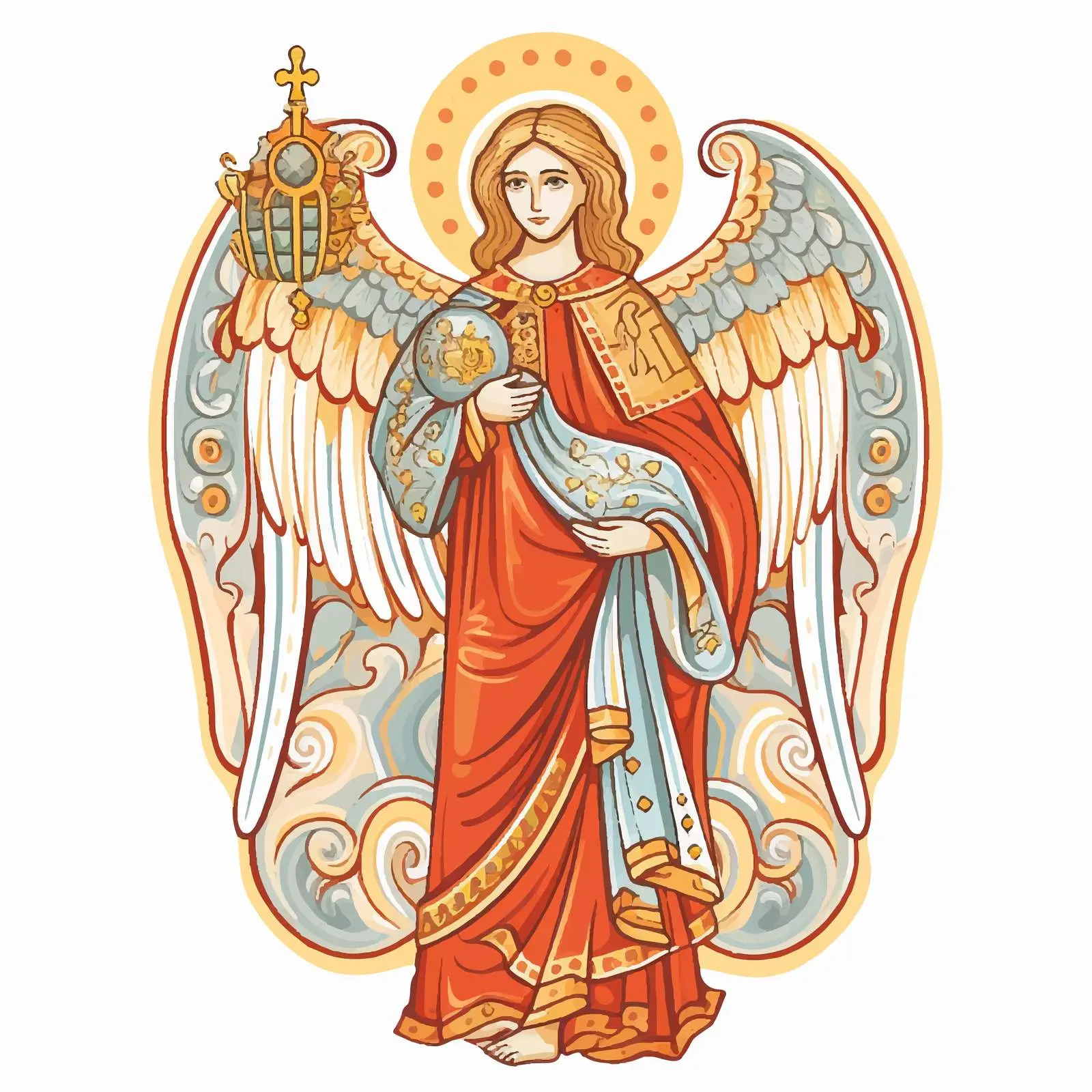 Byzantine Fresco of Guardian Angel Illustration — free download from Dotvec