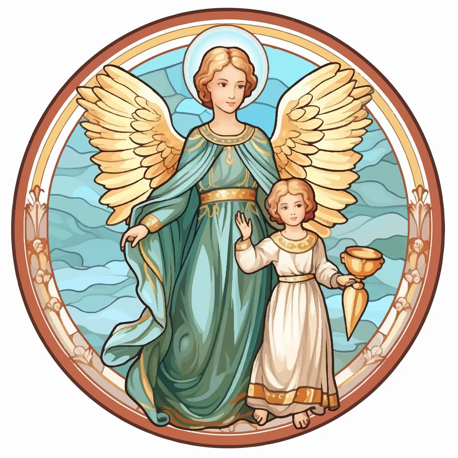 Byzantine Guardian Angel Frescoes Illustration — free download from Dotvec