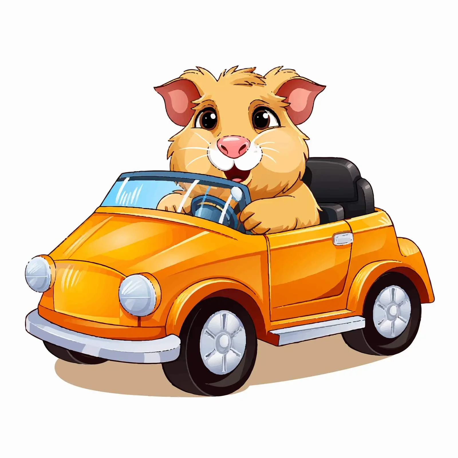 Guinea Pig Driving Cartoon Car Illustration — free download from Dotvec