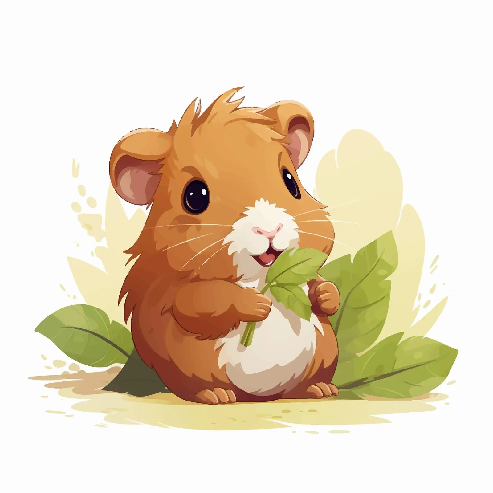 Cute Guinea Pig Eating Leaf Vector Illustration — free download from Dotvec