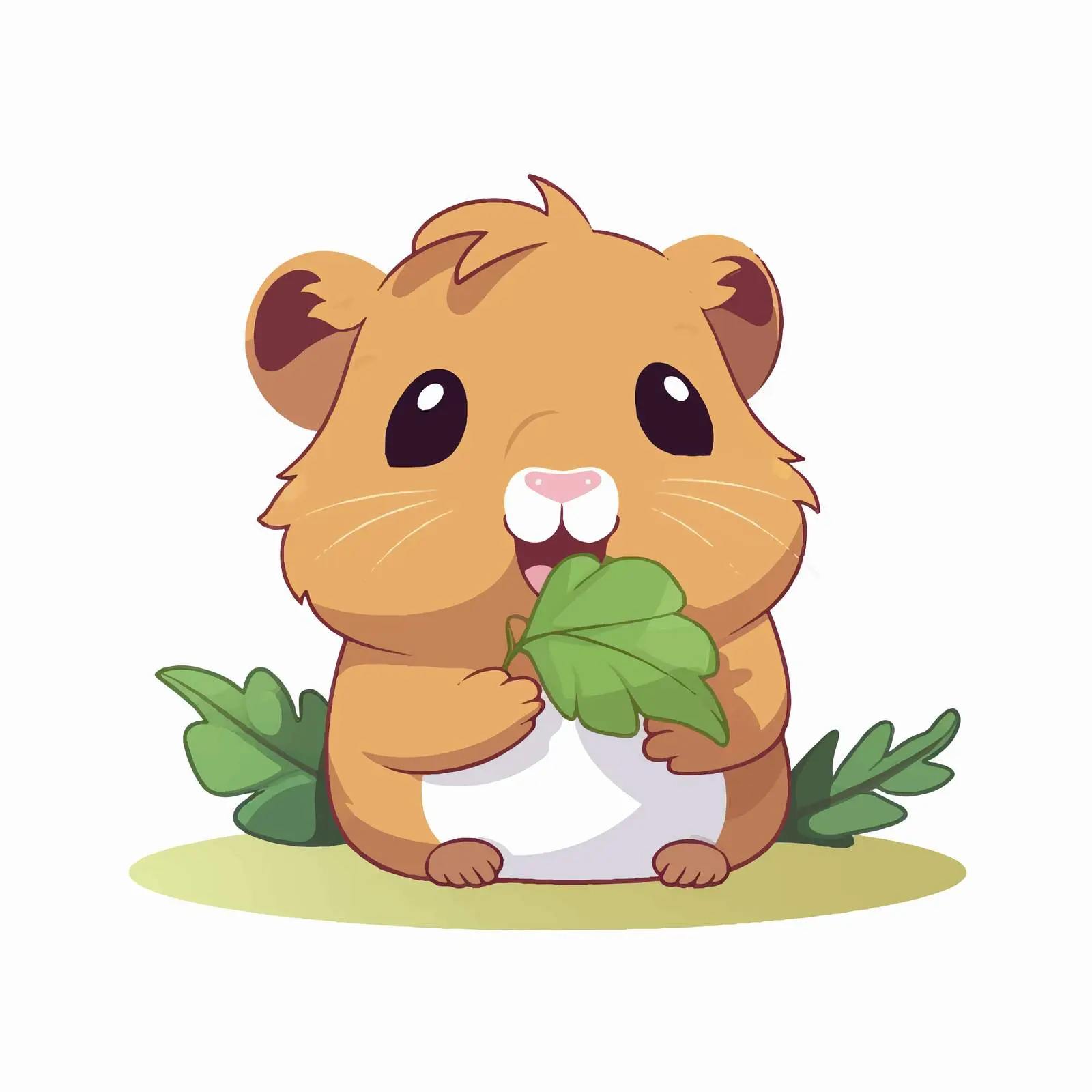 Cute Guinea Pig Eating Green Leaf — free download from Dotvec