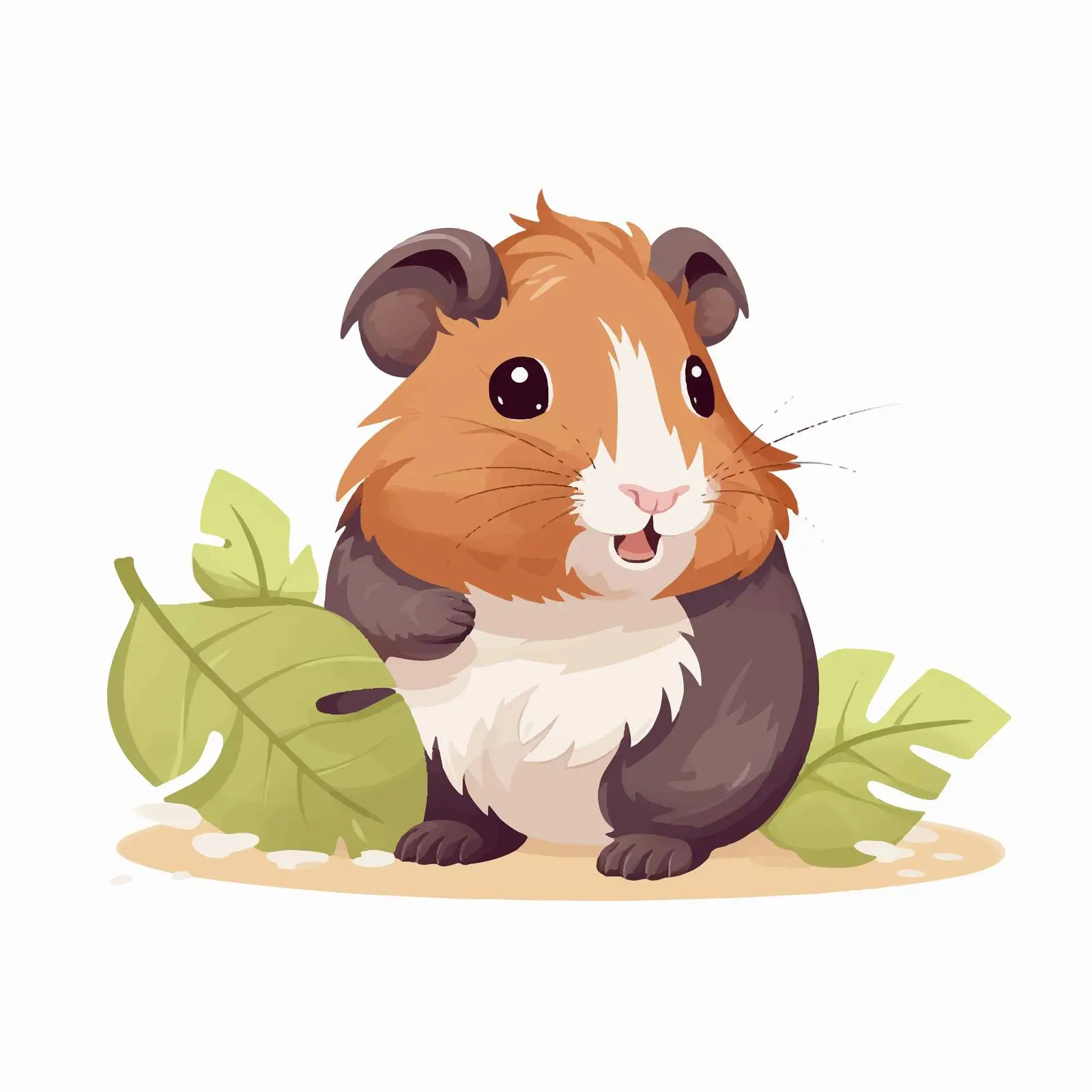 Adorable Guinea Pig Enjoying Green Leaf — free download from Dotvec