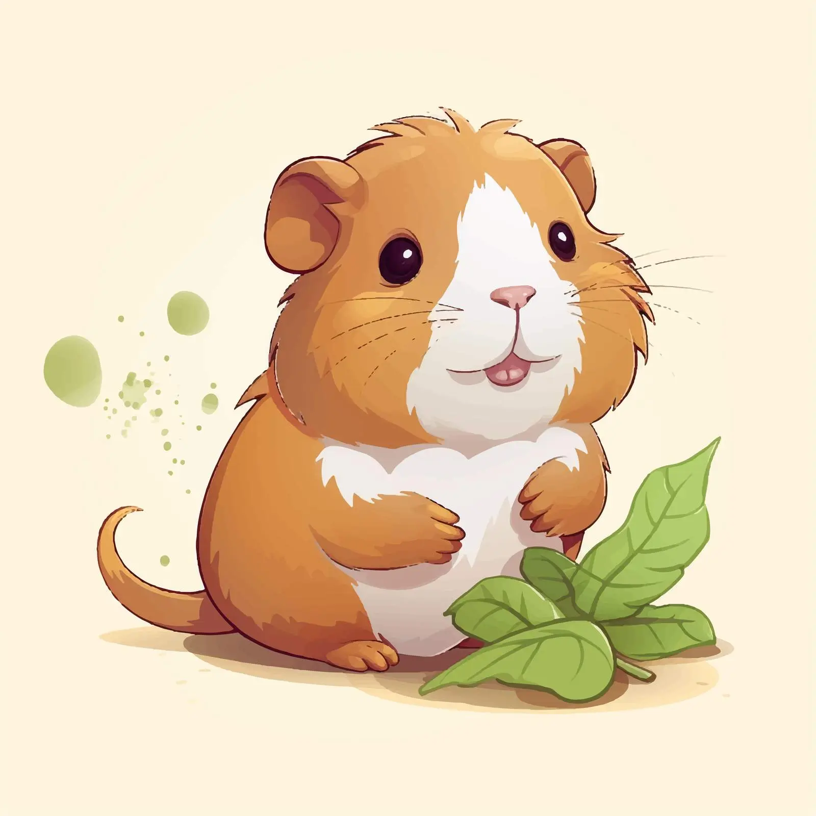 Cute Guinea Pig Eating Green Leaf – free pocket image from Dotvec