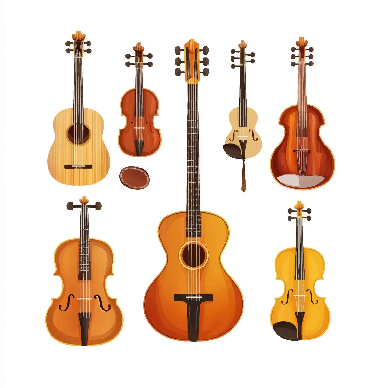 Guitar and Fiddle Musical Instruments Vector Art — free download from Dotvec