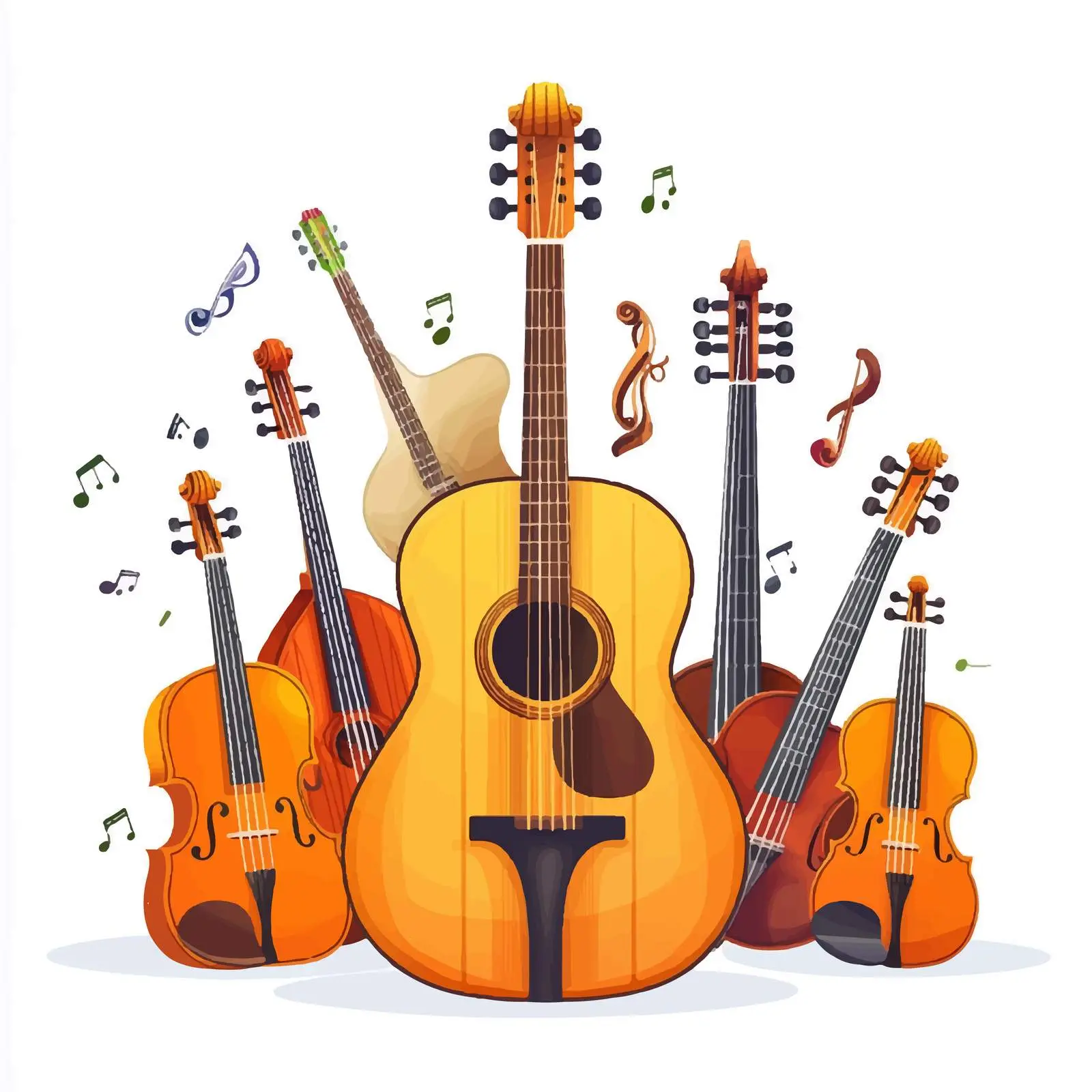Guitar and Fiddle Instruments Vector Design — free download from Dotvec