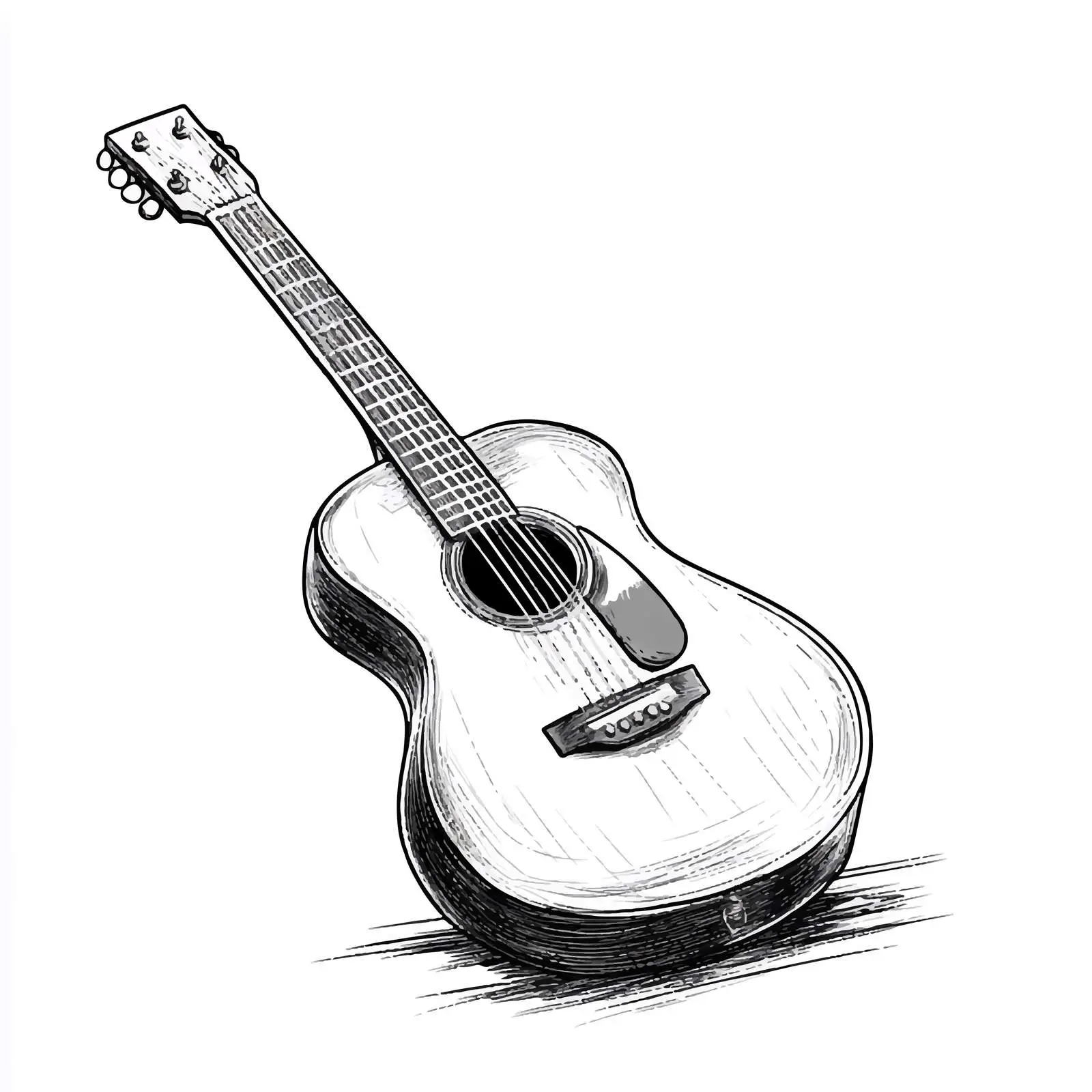 Black and White Guitar Cartoon Vector Illustration — free download from Dotvec