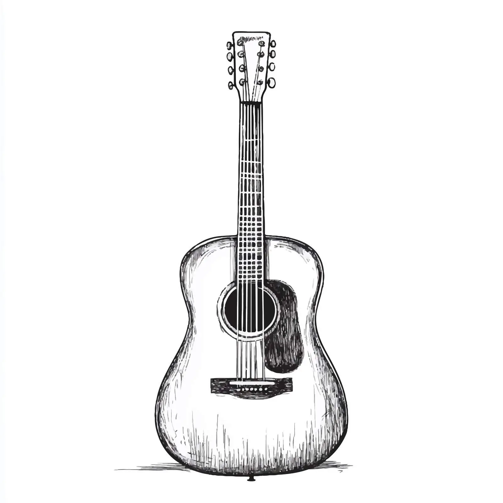 Black and White Guitar Cartoon Vector Illustration — free download from Dotvec