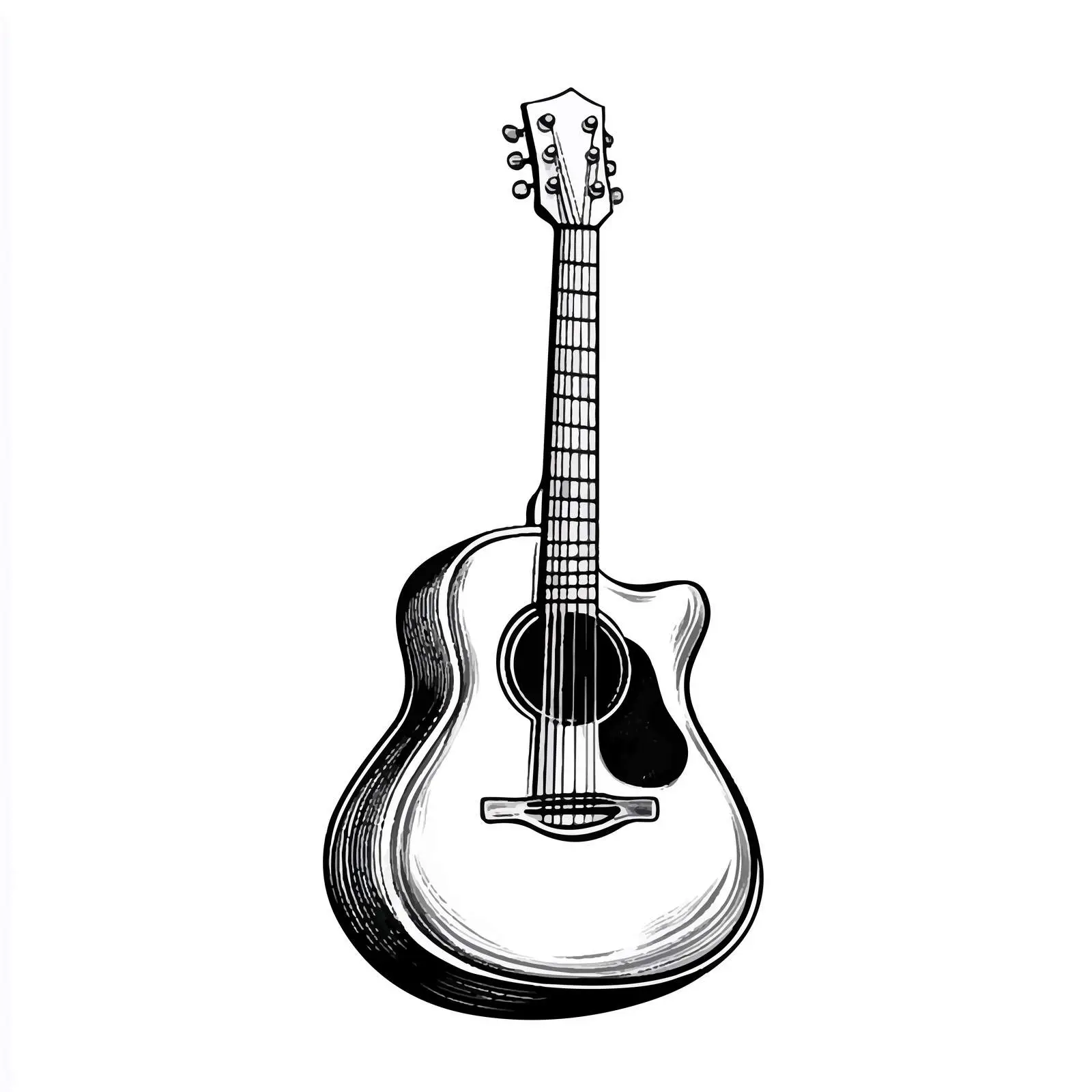 Cartoon Guitar Vector Illustration in Black and White — free download from Dotvec