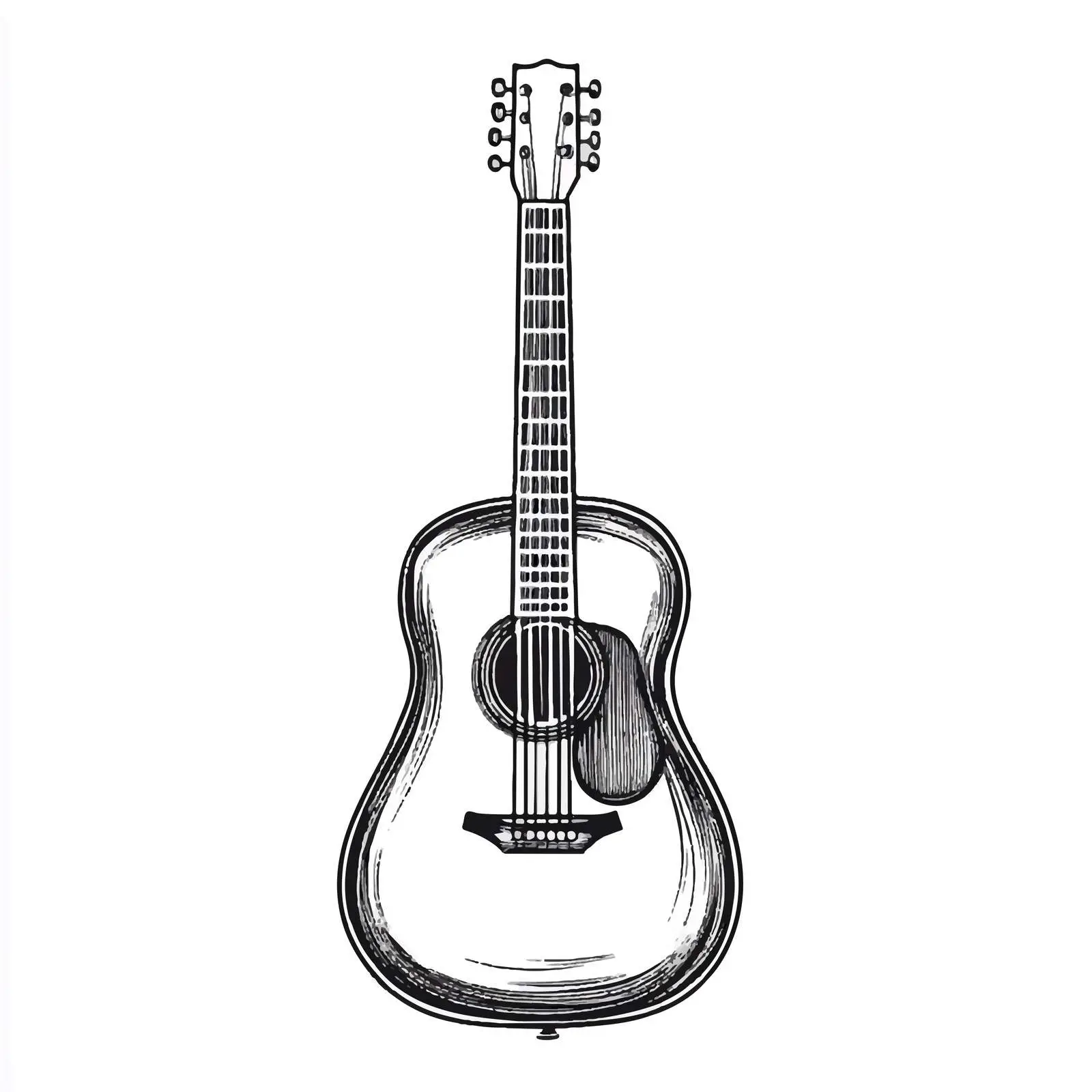 Black and White Cartoon Guitar Vector Illustration — free download from Dotvec
