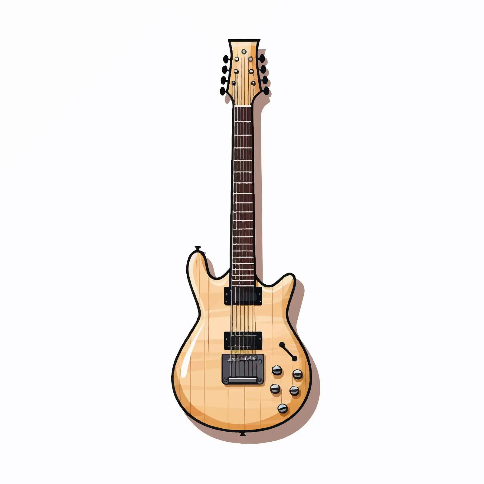 Guitar Line Vector Illustration on White Background – free vector lines image from Dotvec