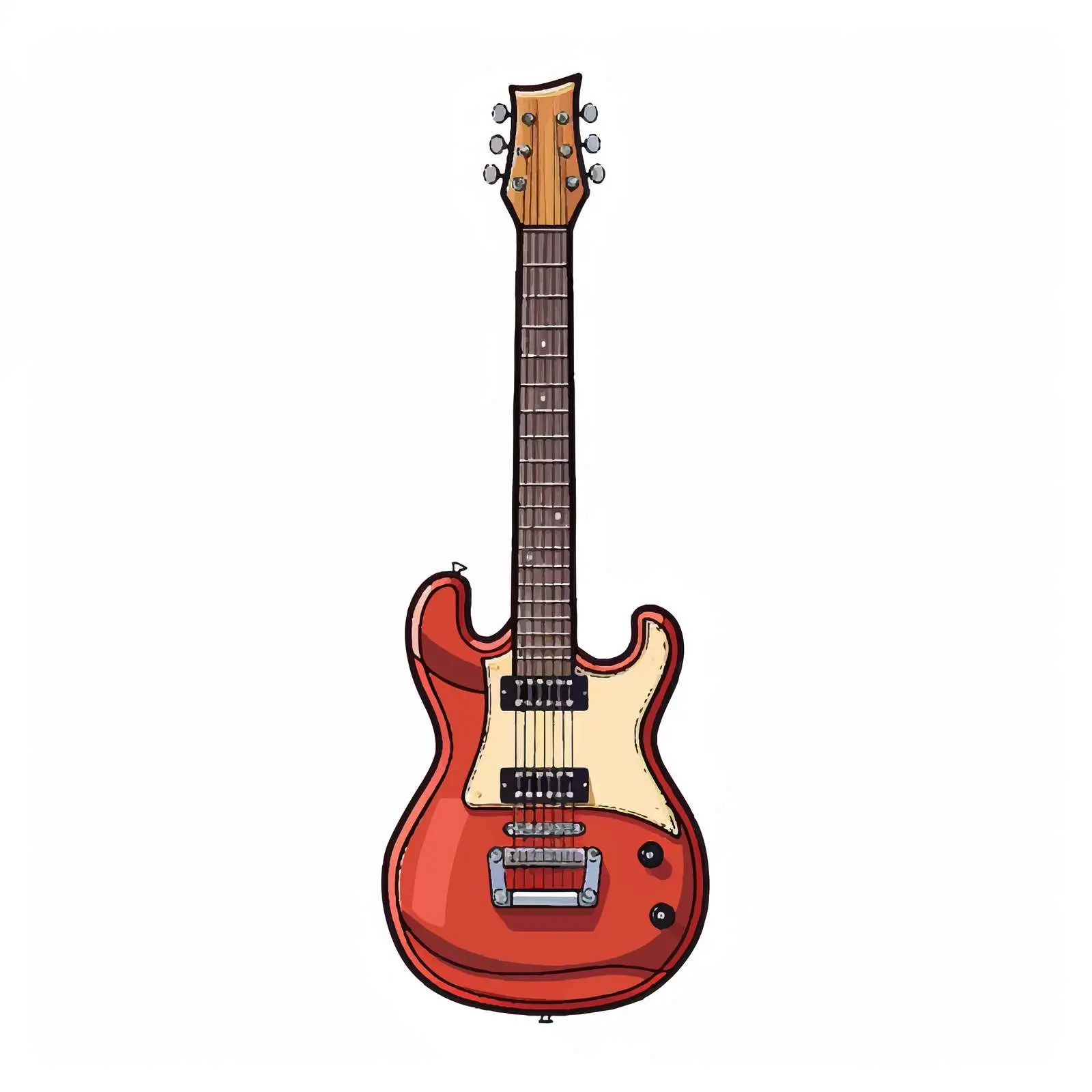 Guitar Line Vector Illustration on White Background — free download from Dotvec
