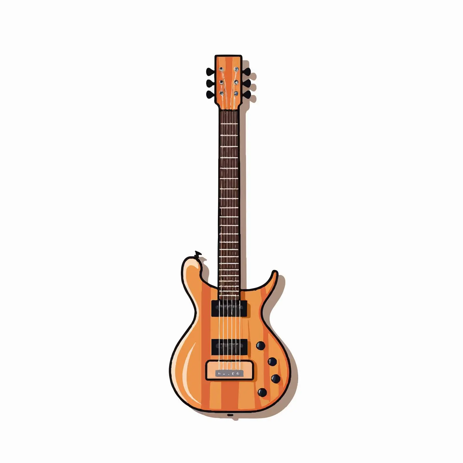 Guitar Line Vector Illustration on White Background – free instrument vector image from Dotvec