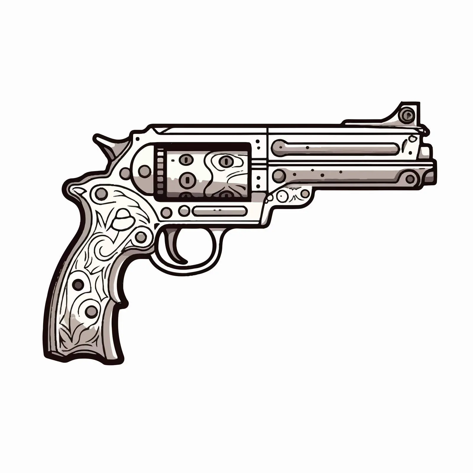 Cartoon Gun Line Vector Illustration — free download from Dotvec