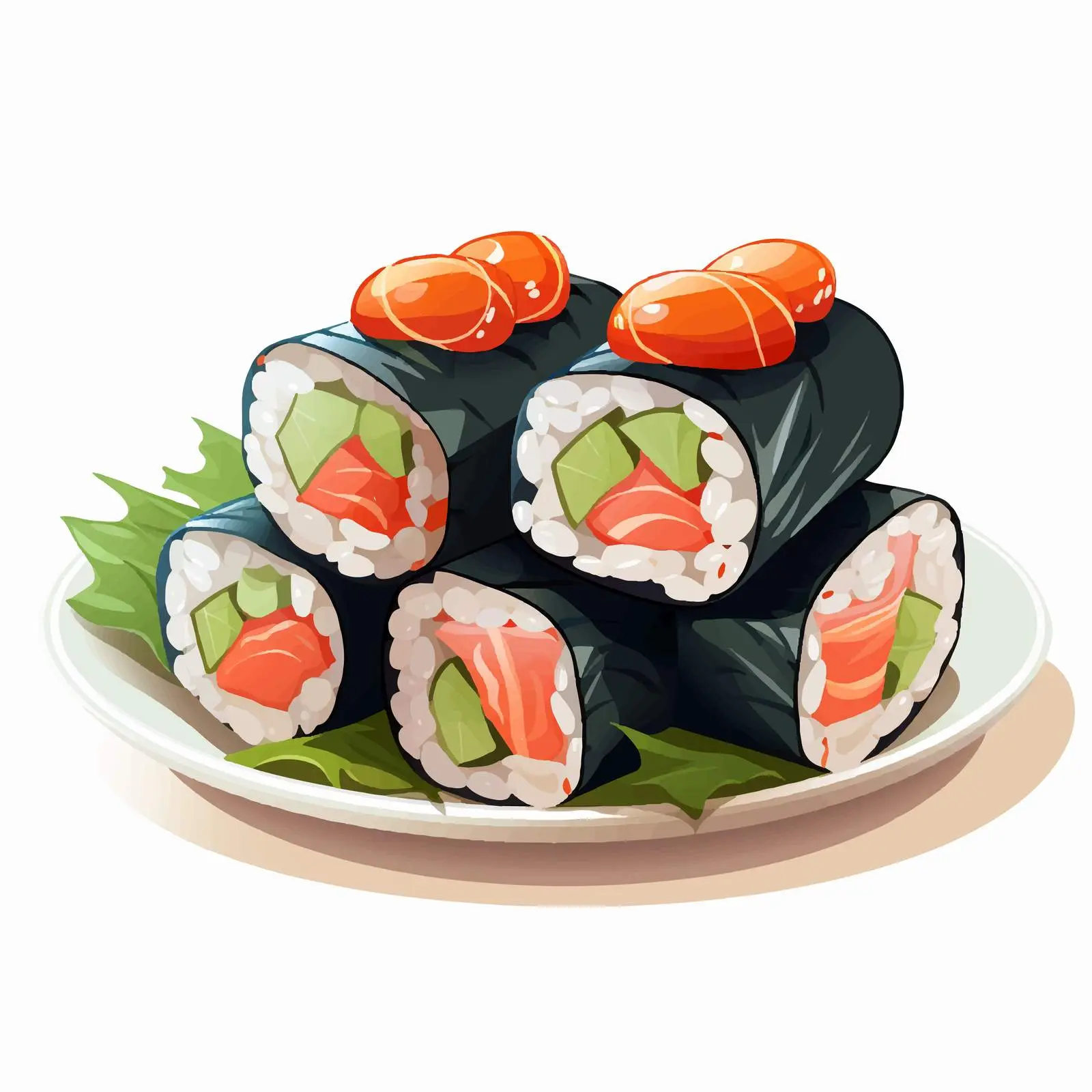 Gunkan Maki Sushi Rolls with Salmon and Nori — free download from Dotvec