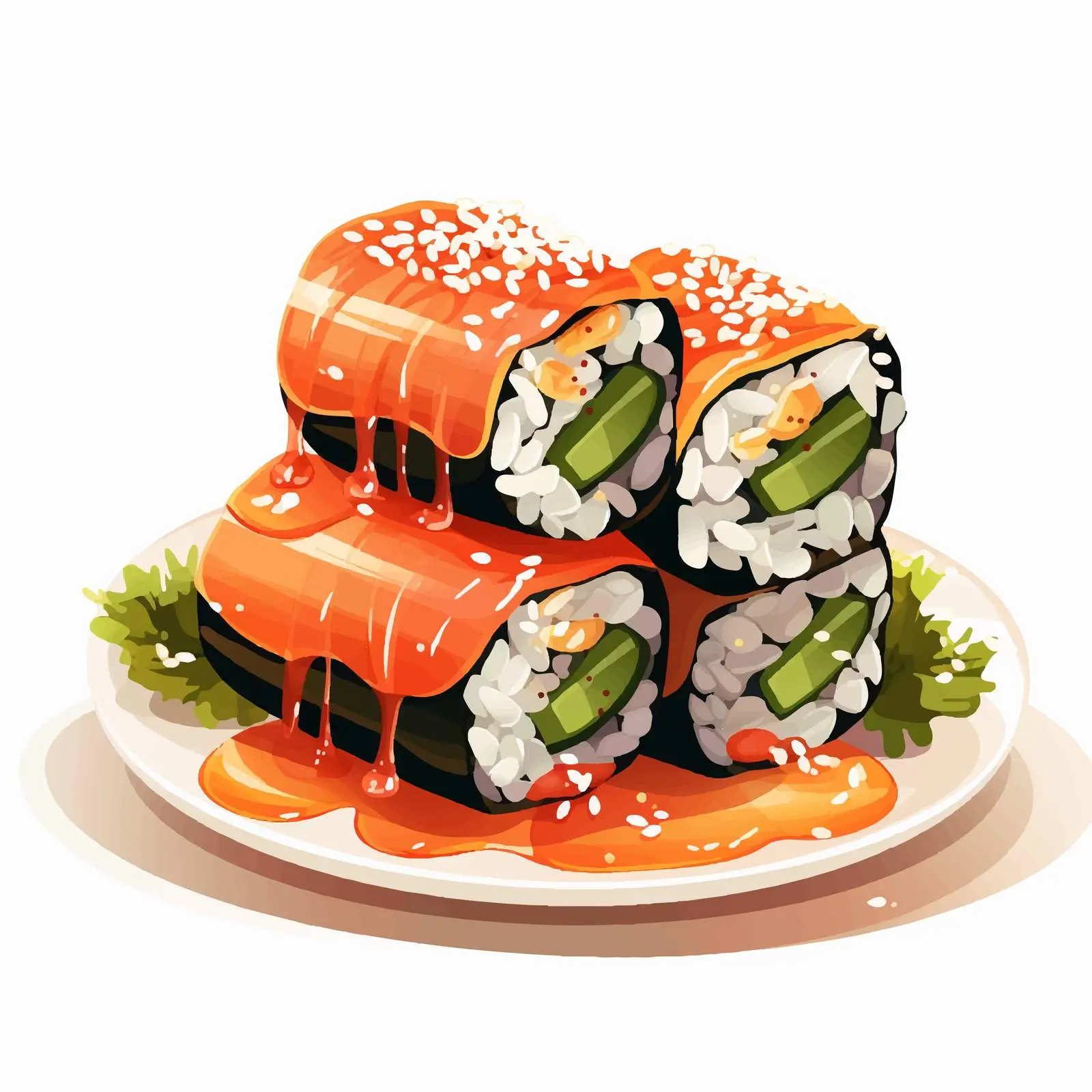 Gunkan Maki Sushi Rolls with Salmon Topping – free tasty food image from Dotvec