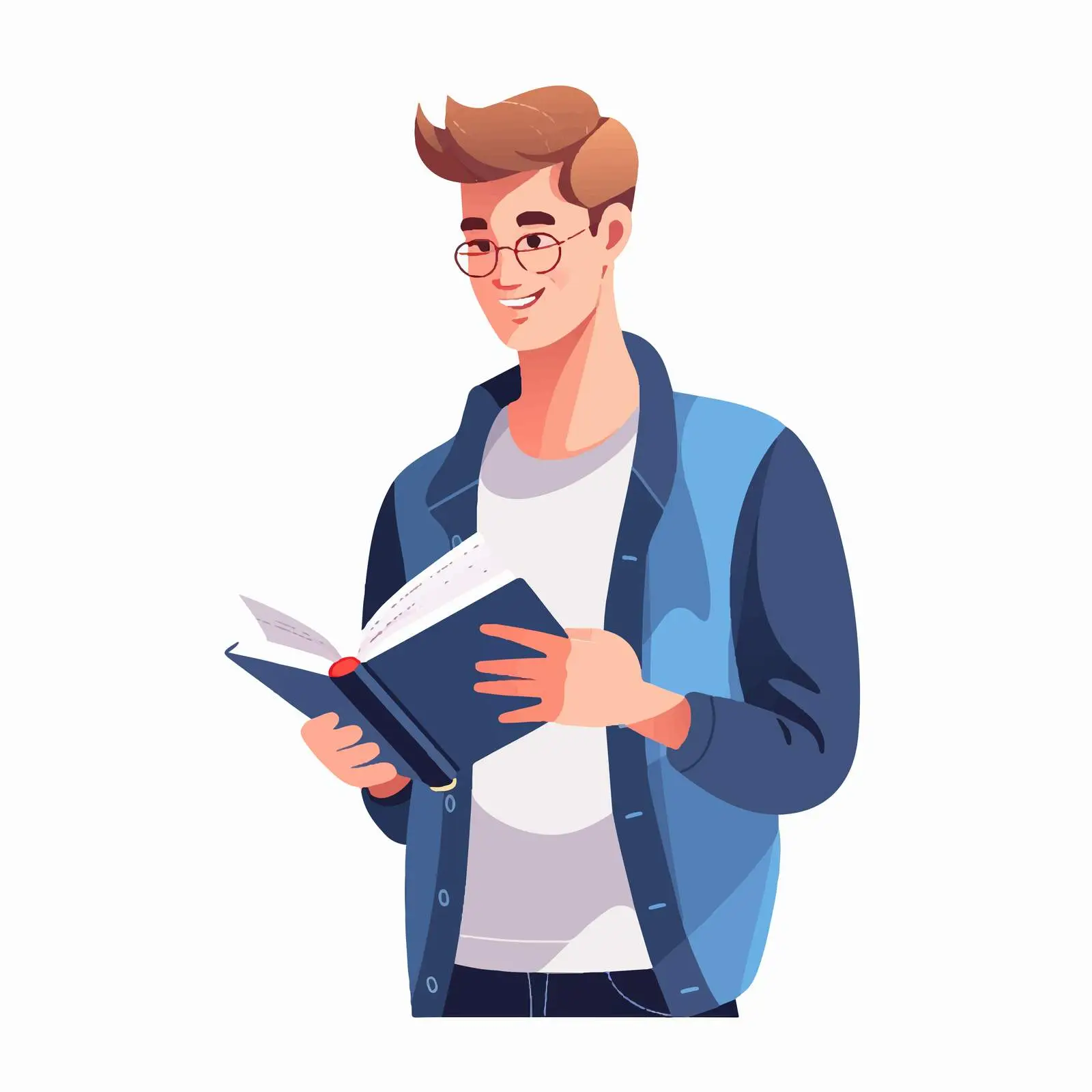 Young Male Student Reading and Studying — free download from Dotvec