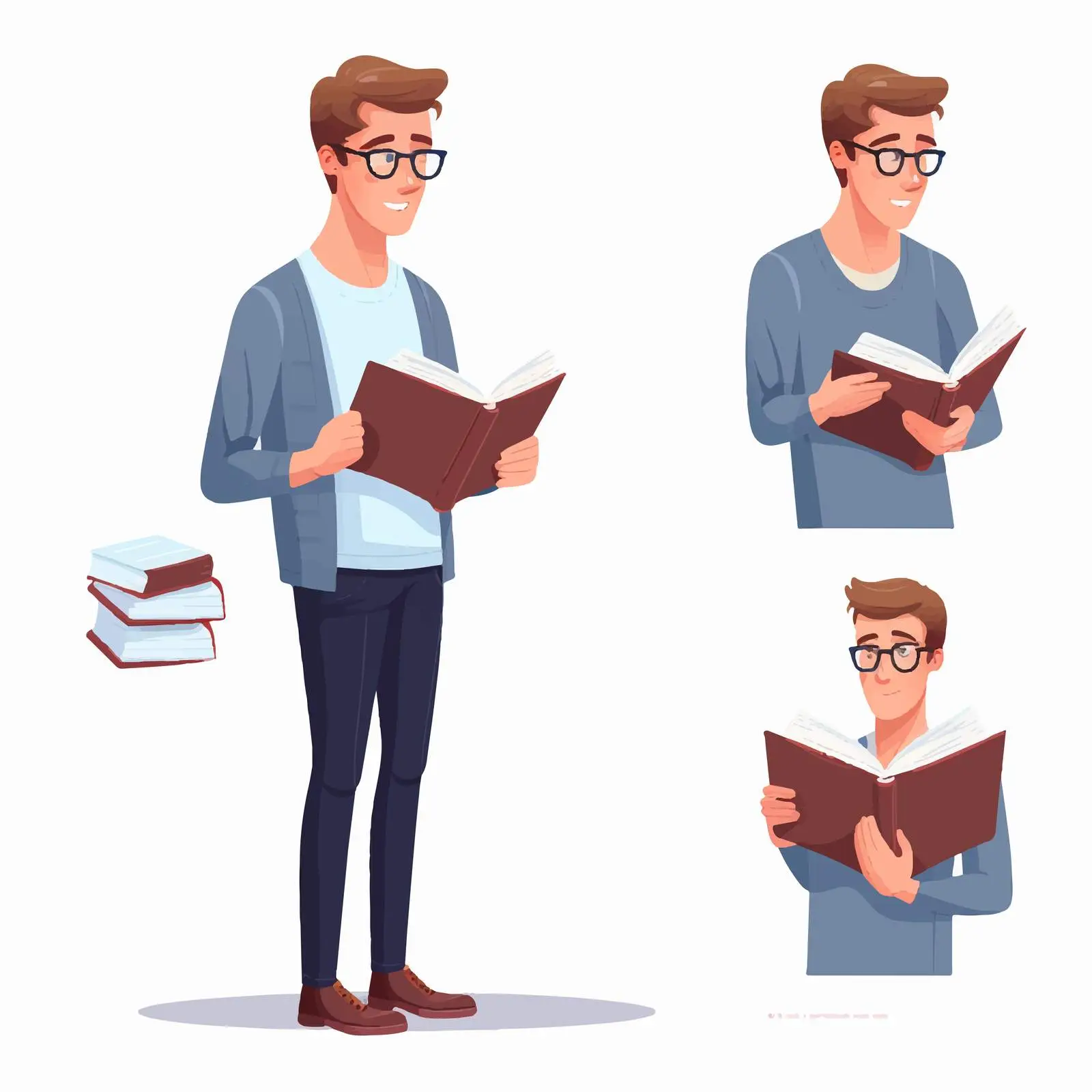 Student Reading and Studying with Book — free download from Dotvec