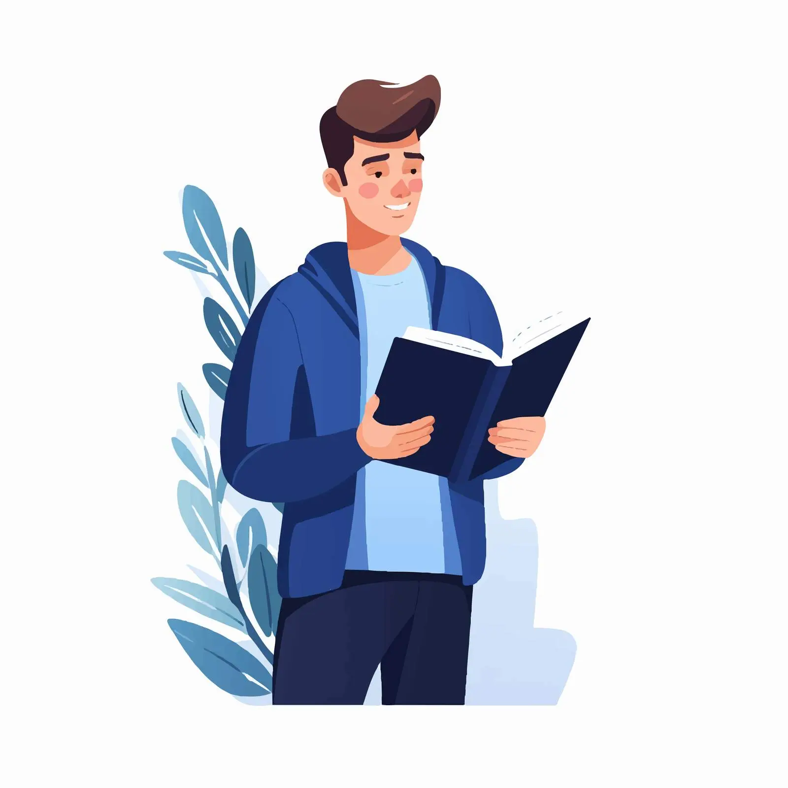 Young Student Reading and Studying with Book — free download from Dotvec