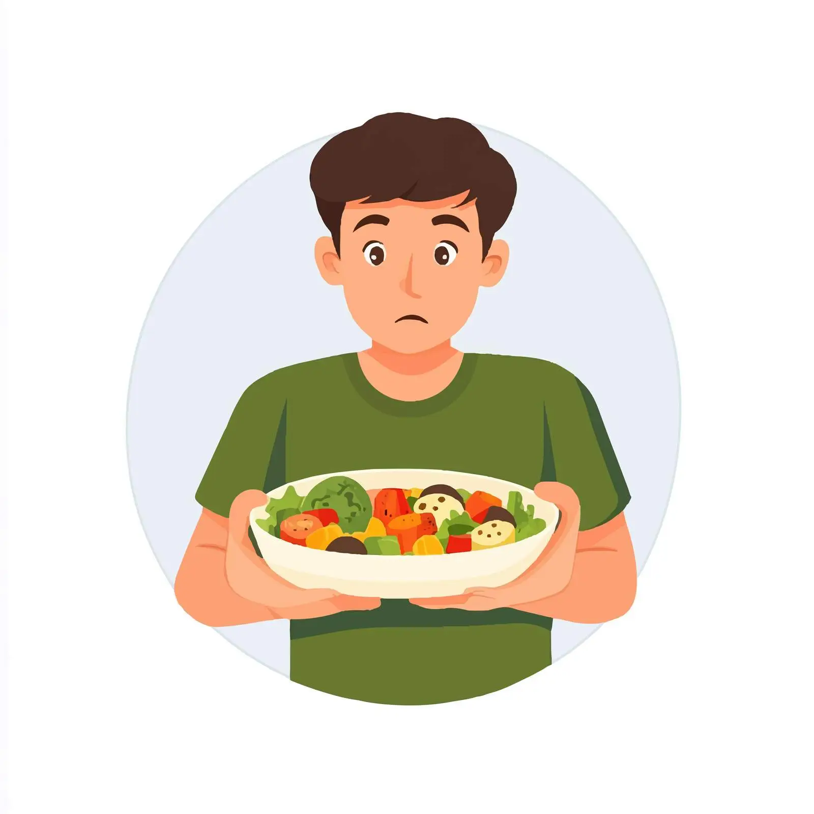 Man Contemplating Healthy Soup or Salad — free download from Dotvec