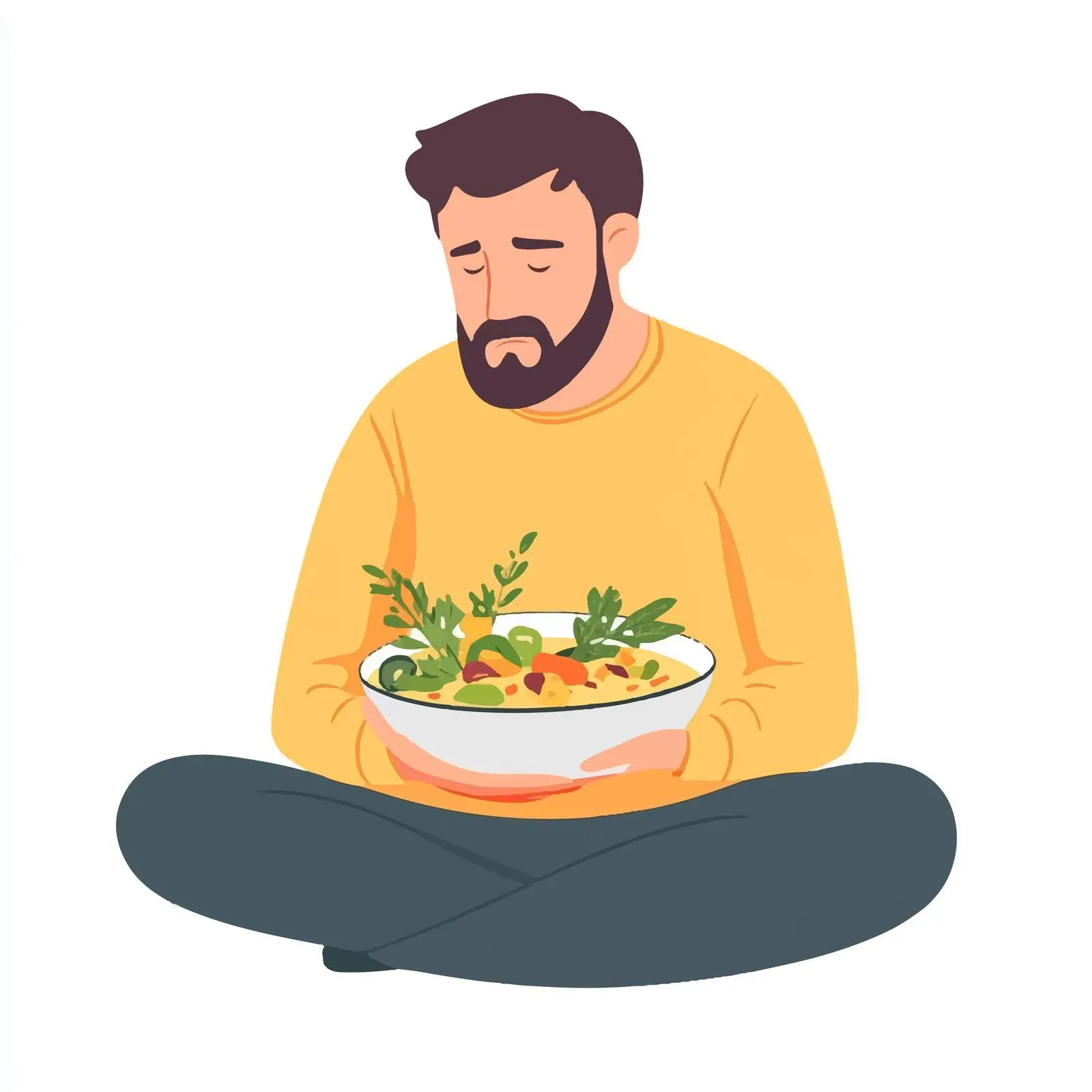Man Contemplating Healthy Soup or Salad — free download from Dotvec