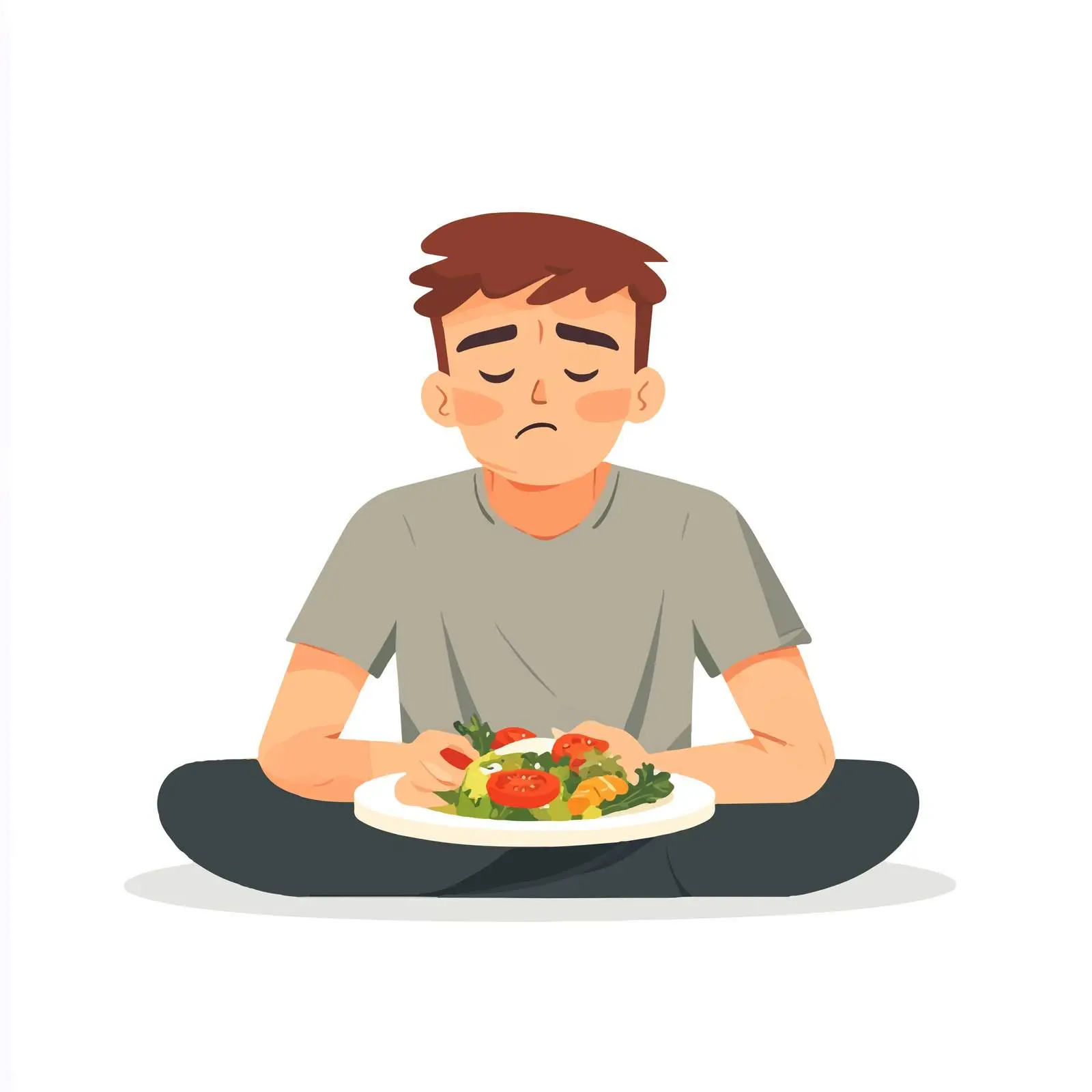 Hungry Man Contemplates Healthy Soup or Salad — free download from Dotvec