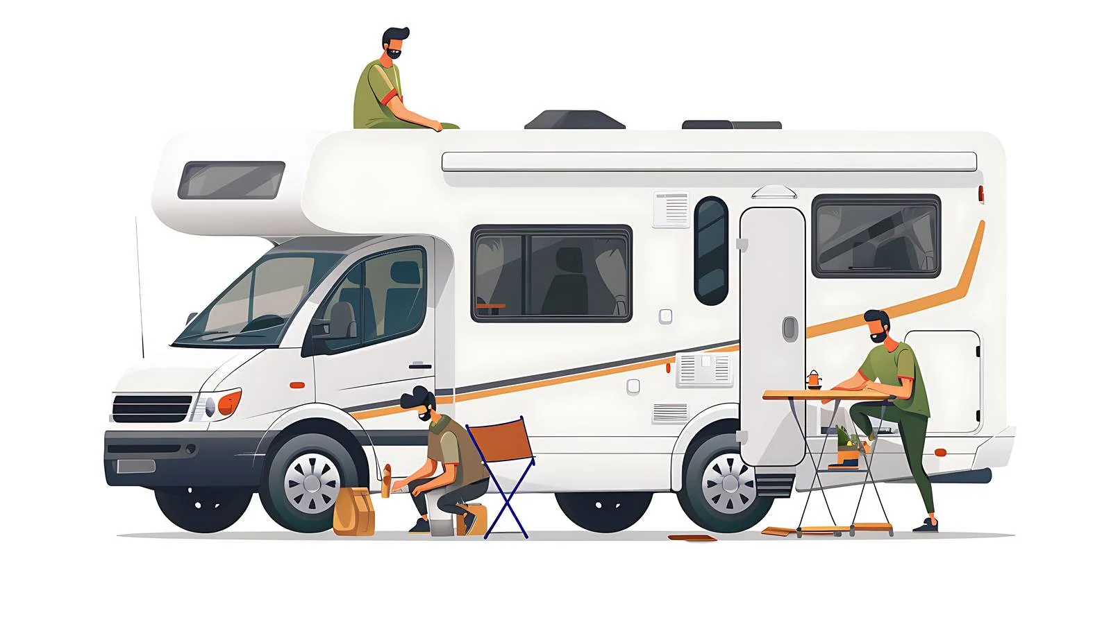 Setting up camp in motorhome interior — free download from Dotvec
